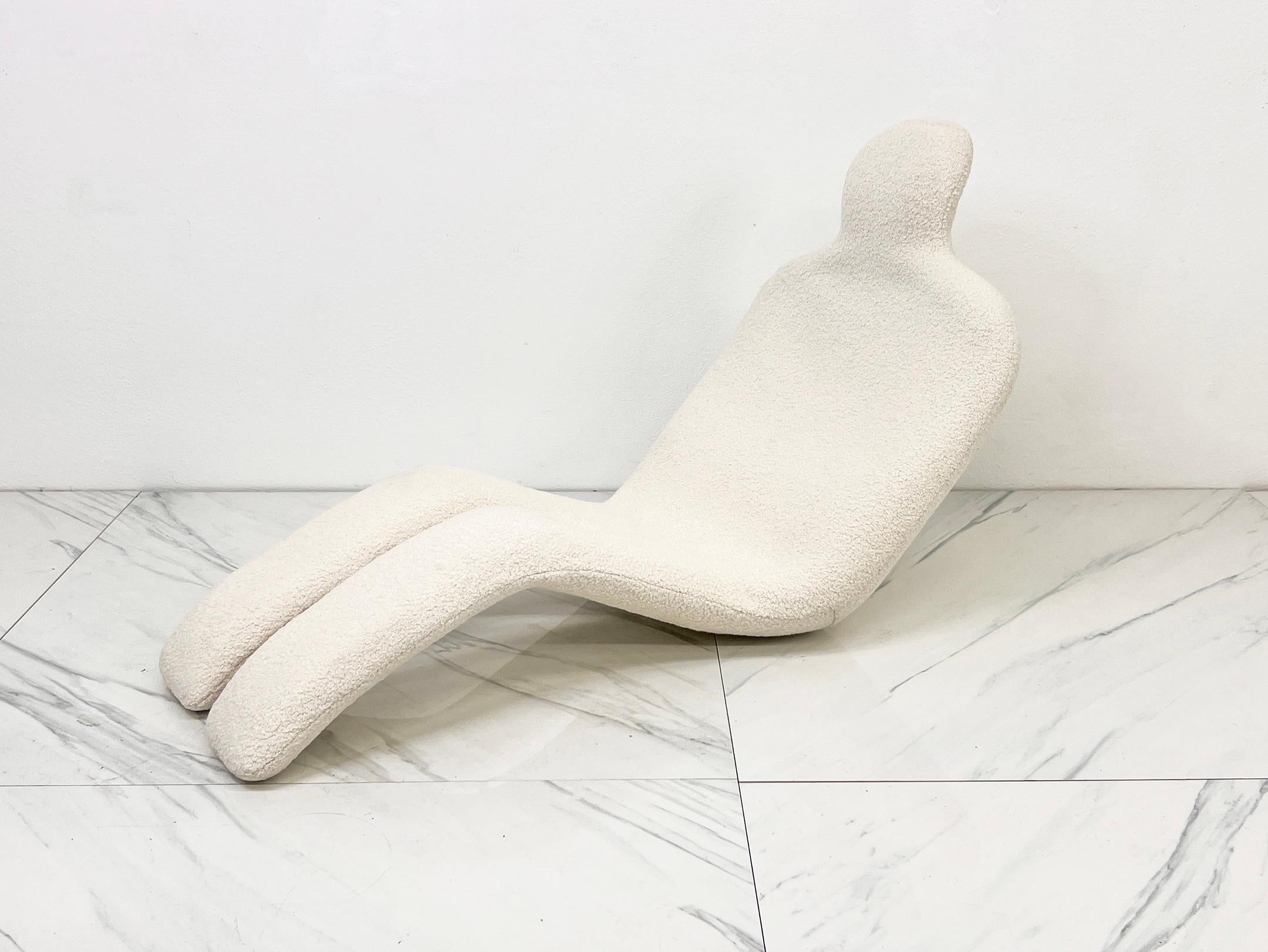 Late 20th Century Olivier Mourgue Bouloum Human Form Lounge Chair, Ivory Boucle, France, 1970's