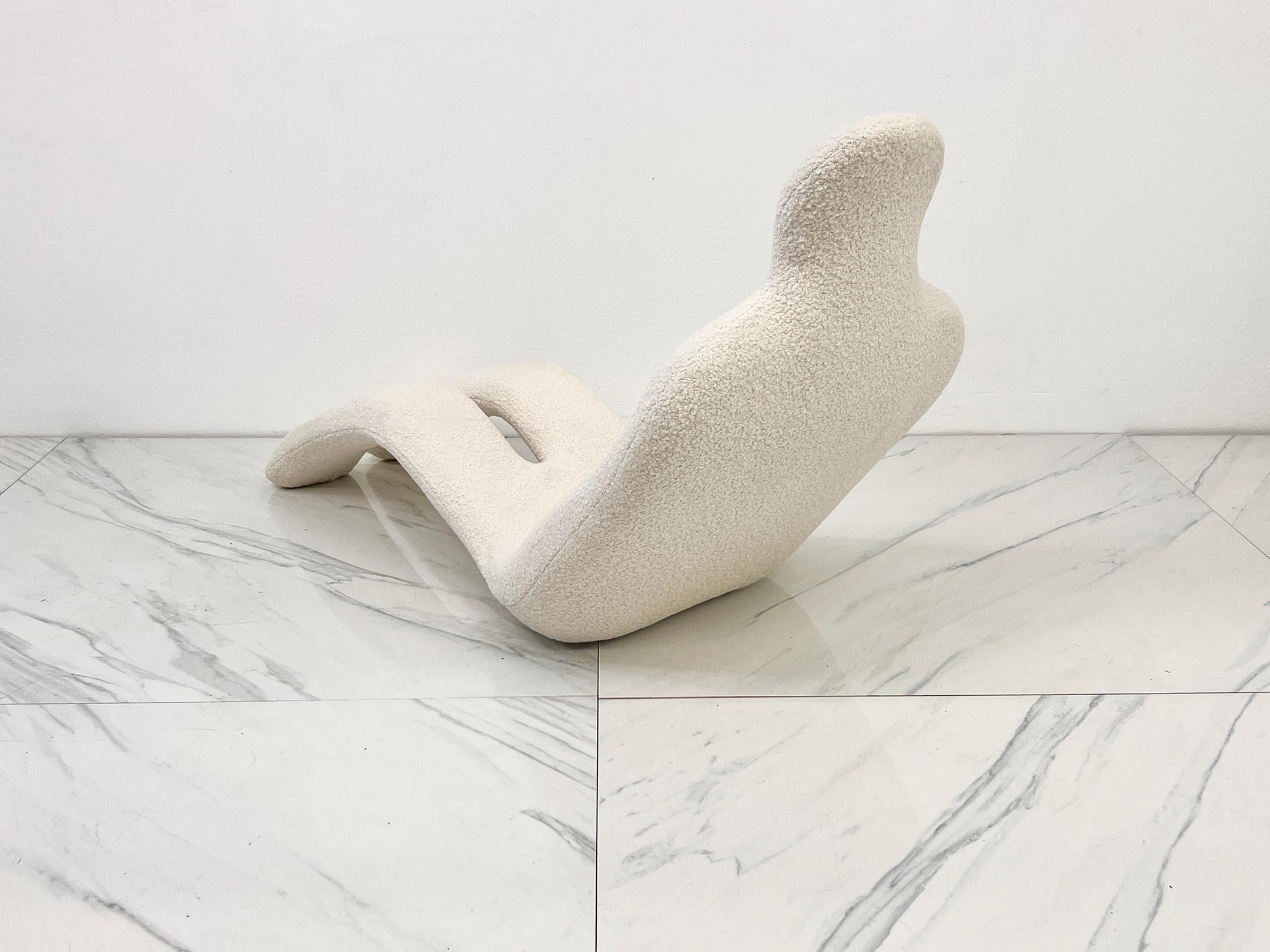 Bouclé Olivier Mourgue Bouloum Human Form Lounge Chair, Ivory Boucle, France, 1970's