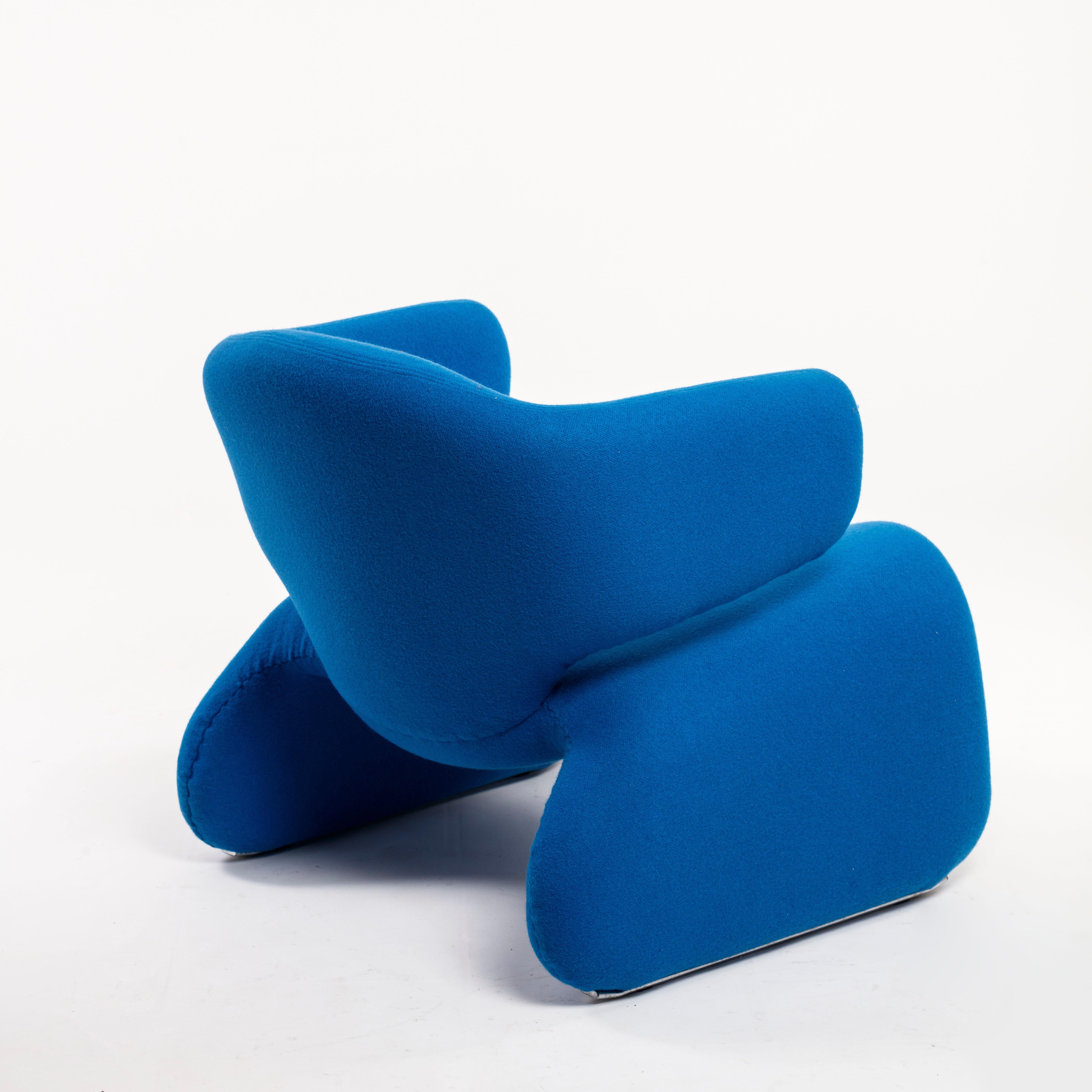 French Olivier Mourgue Djinn Blue Armchair for Airborne 1960s New Kvadrat Fabric