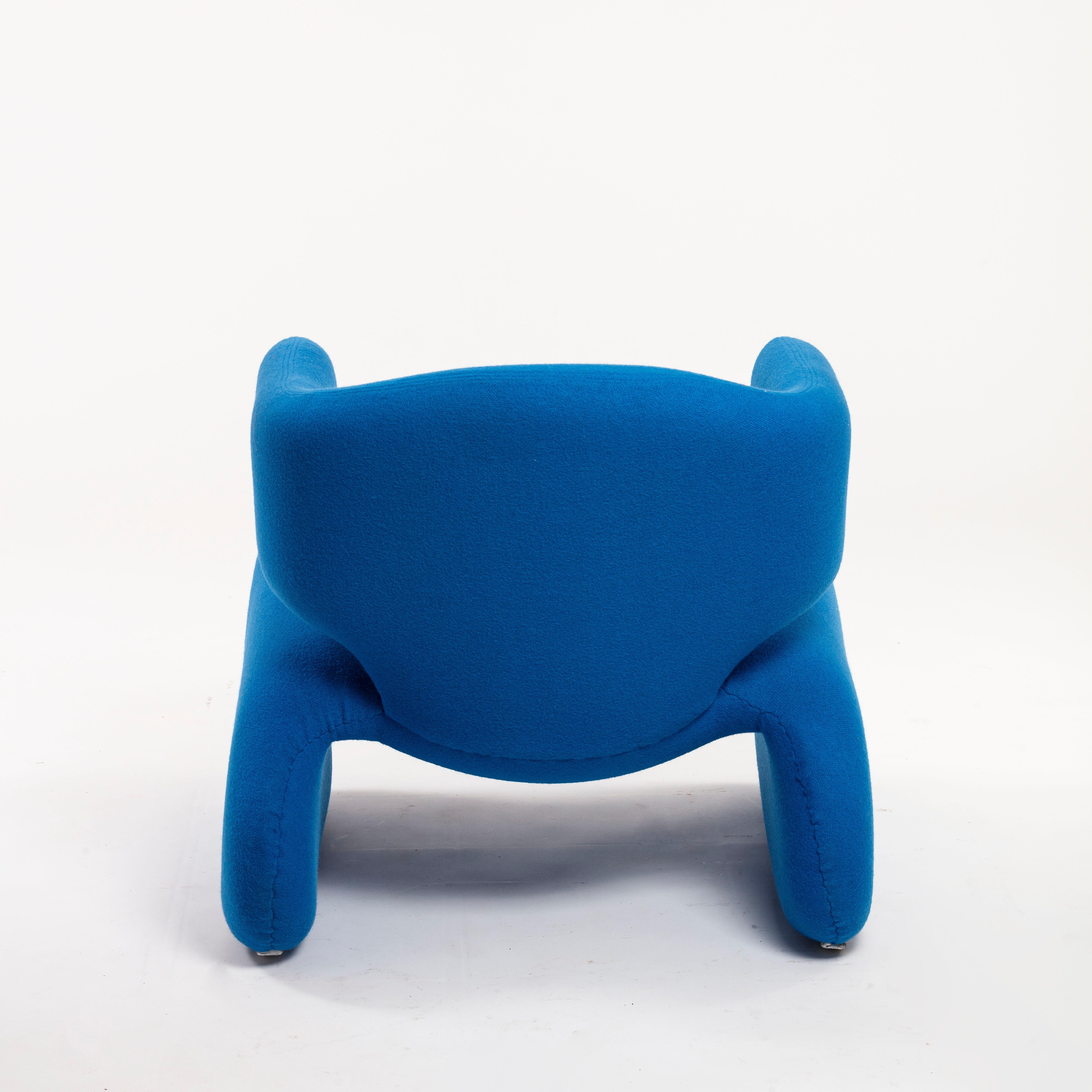 Olivier Mourgue Djinn Blue Armchair for Airborne 1960s New Kvadrat Fabric In Excellent Condition In Santa Gertrudis, Baleares