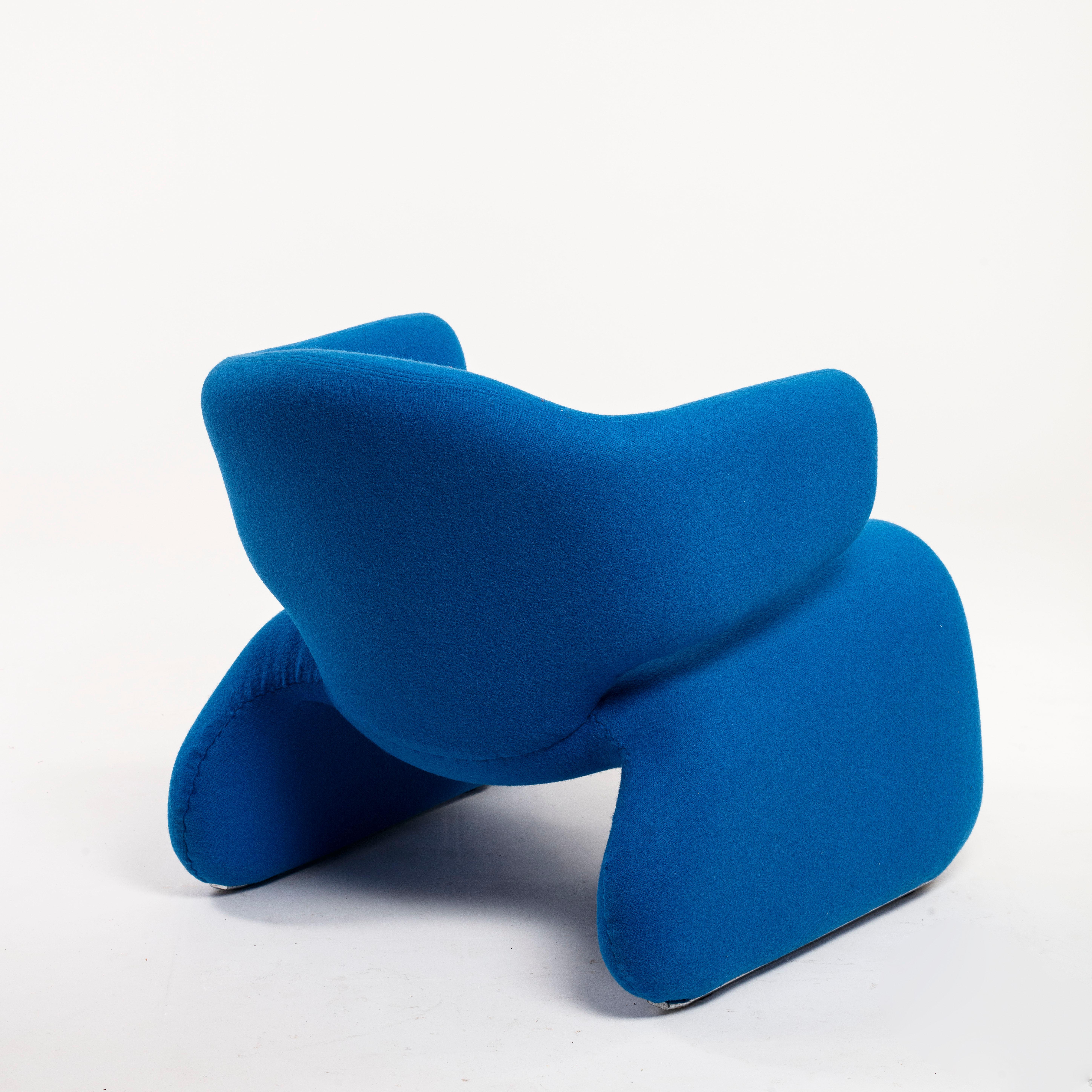 Late 20th Century Olivier Mourgue Djinn Blue Armchair for Airborne 1960s New Kvadrat Fabric