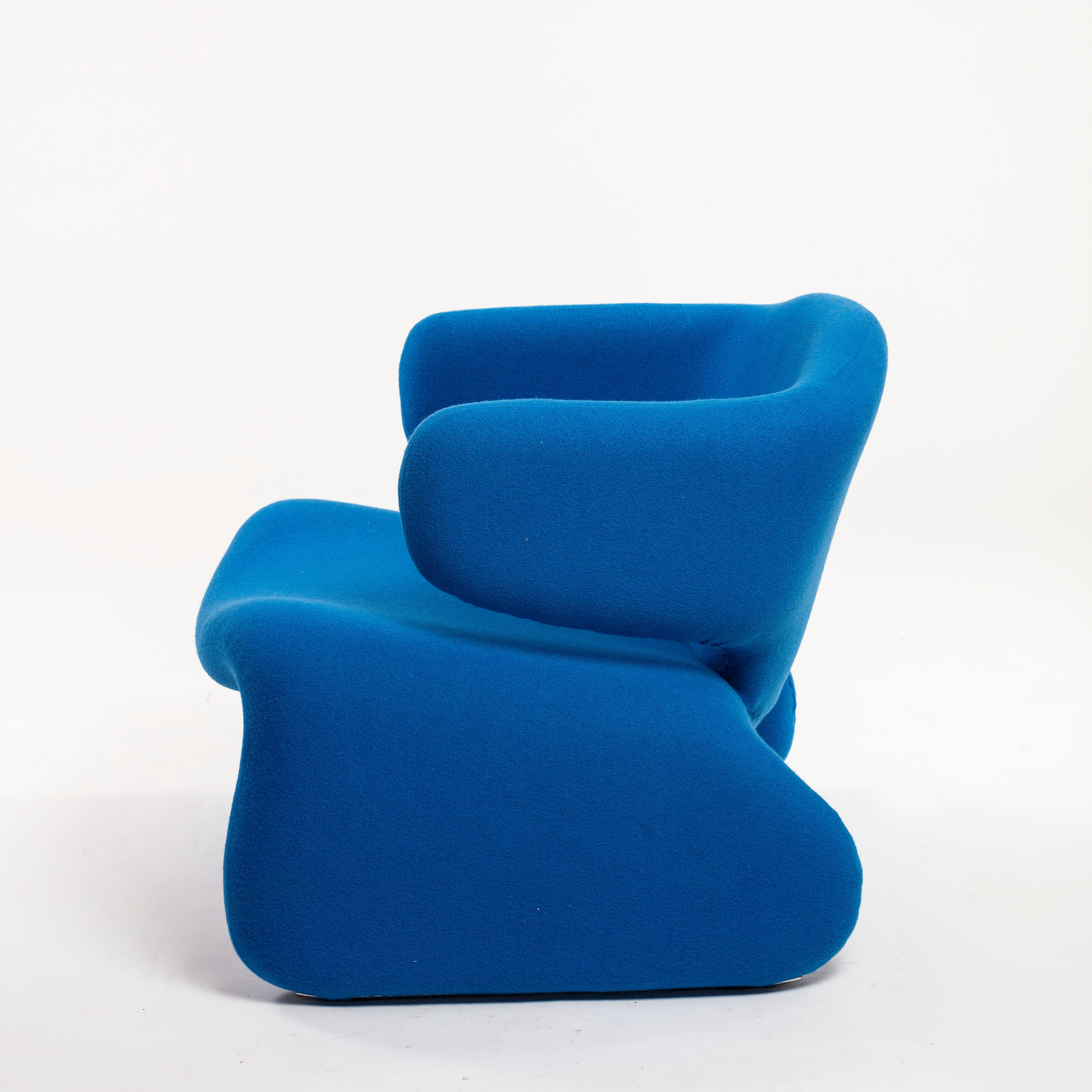 Olivier Mourgue Djinn Blue Armchair for Airborne 1960s New Kvadrat Fabric 1