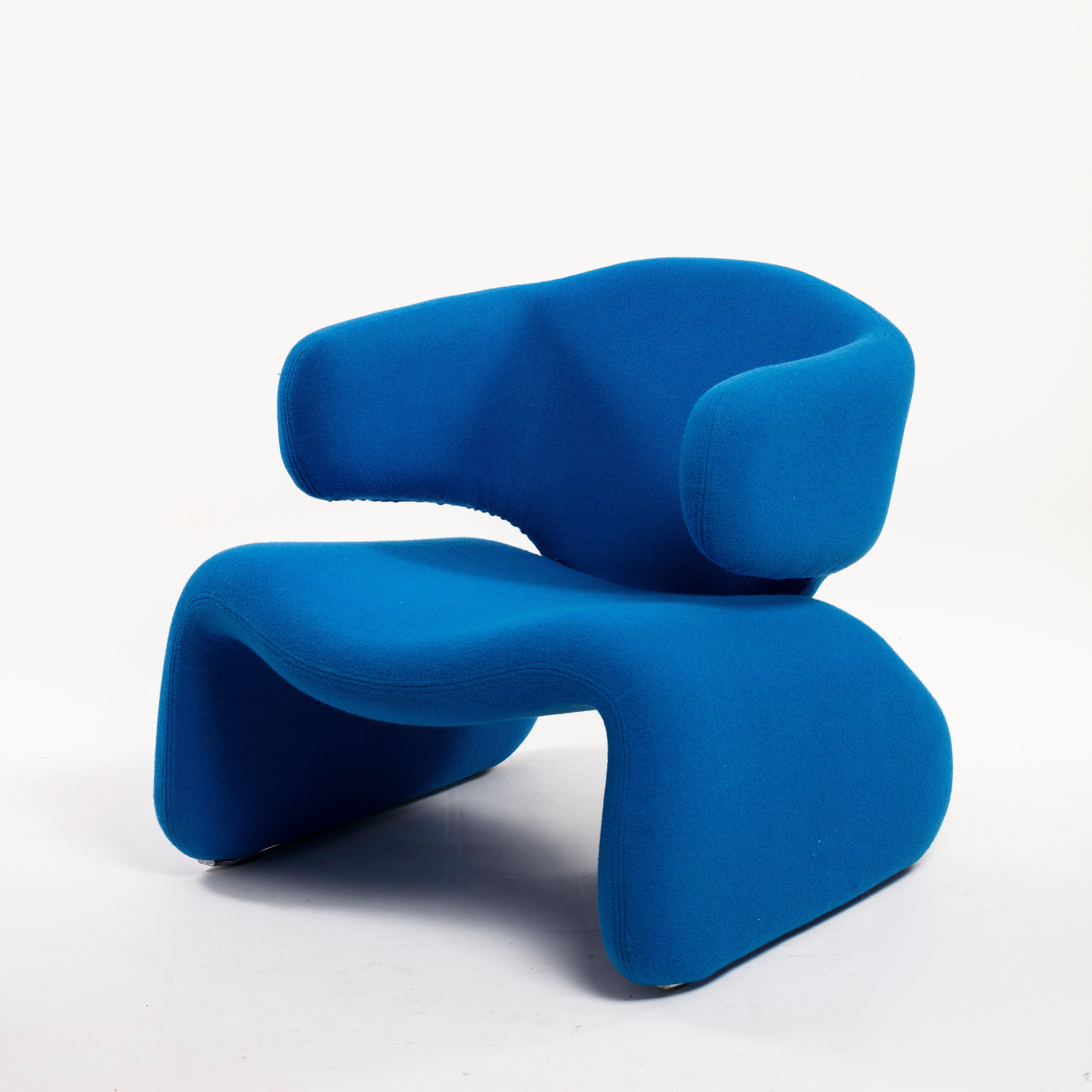 Olivier Mourgue Djinn Blue Armchair for Airborne 1960s New Kvadrat Fabric 2