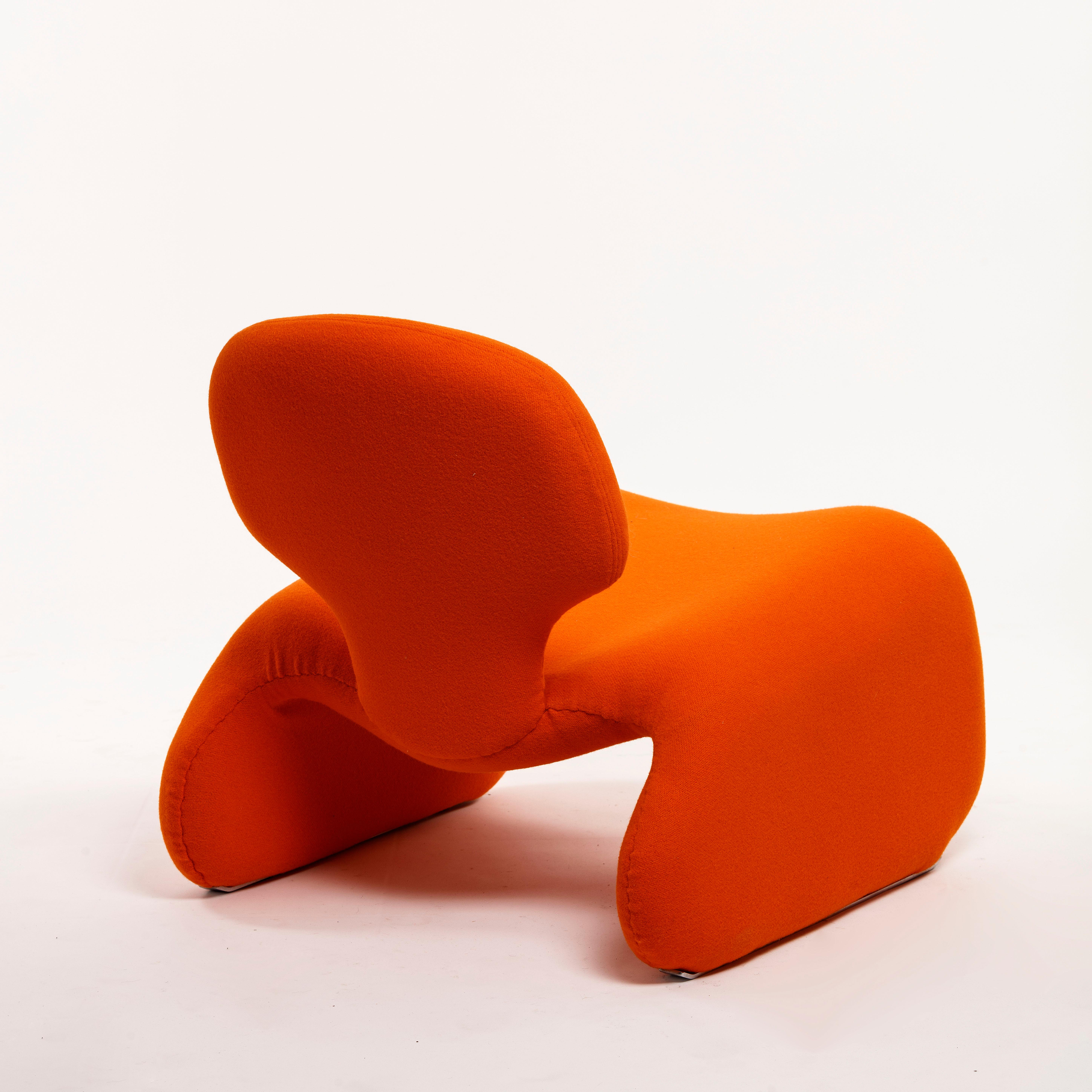French Olivier Mourgue Iconic Djinn Chair Airborne 1963 Reupholstered in Orange Kvadrat For Sale