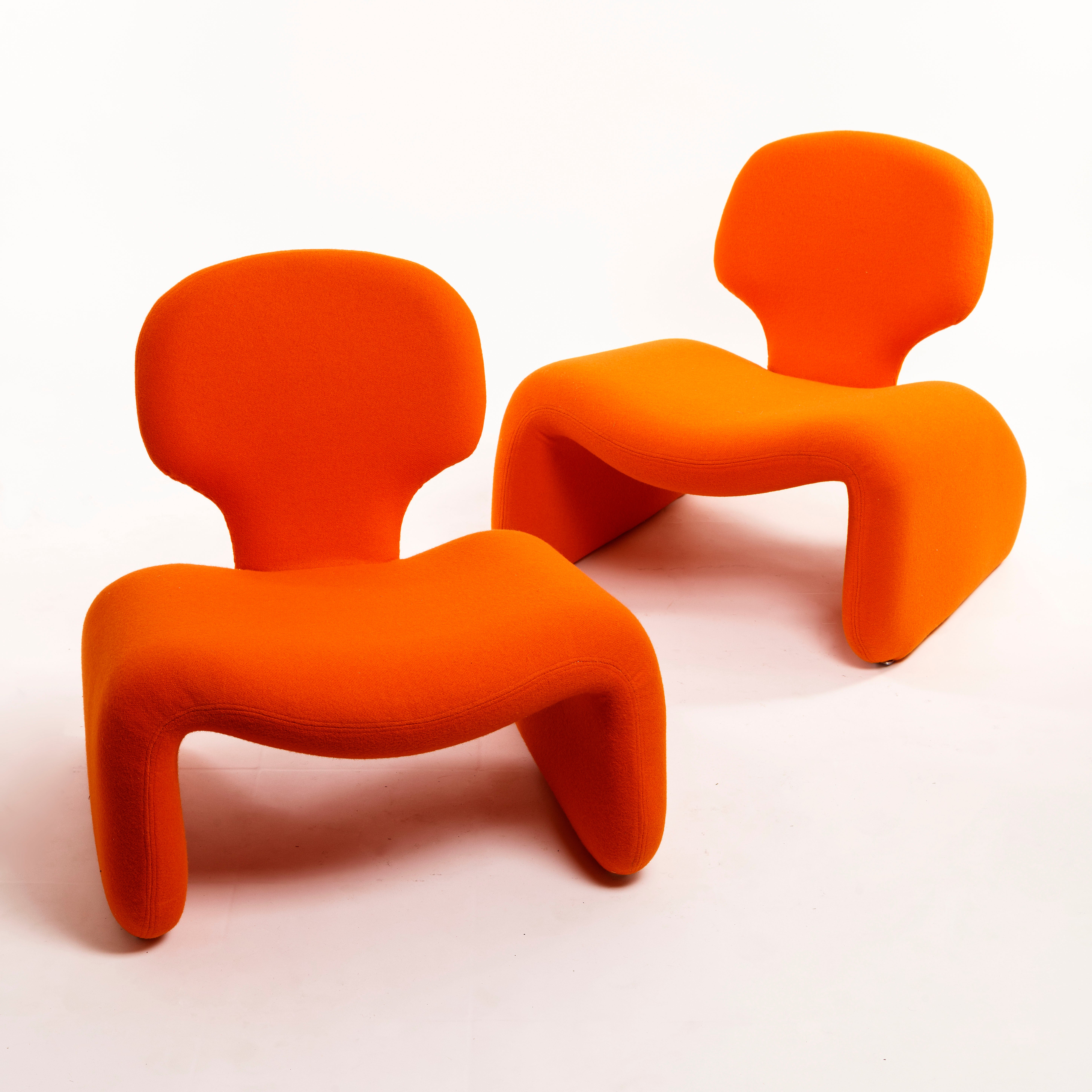 Mid-20th Century Olivier Mourgue Iconic Djinn Chair Airborne 1963 Reupholstered in Orange Kvadrat For Sale