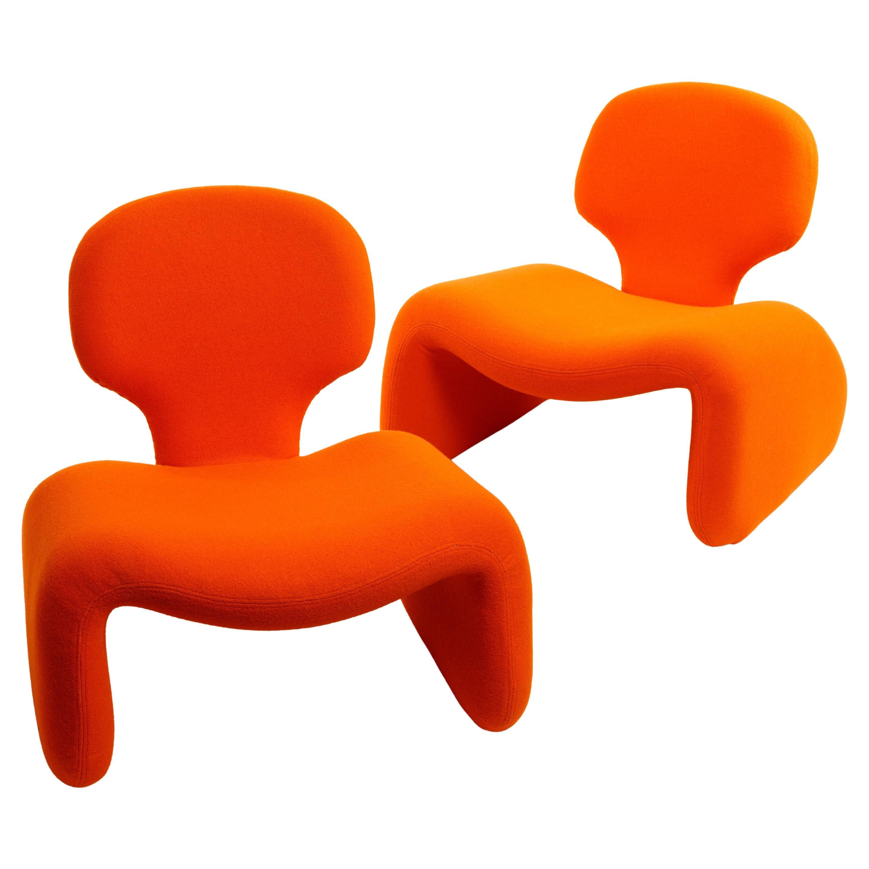 Olivier Mourgue Iconic Djinn Chair Airborne 1963 Reupholstered in Orange Kvadrat For Sale