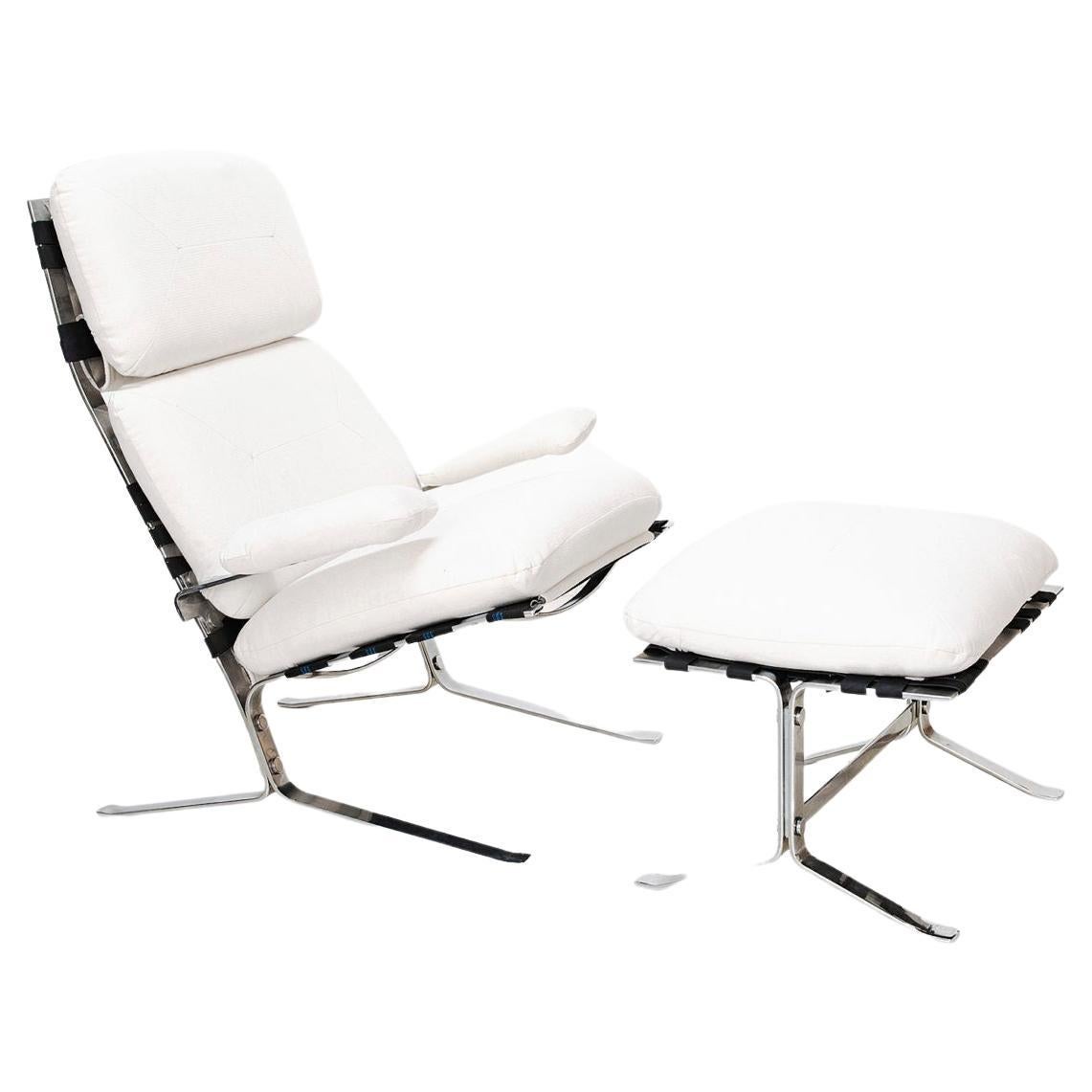 Olivier Mourgue, Lounge Chair and ottoman "Suede", France, 1970  For Sale