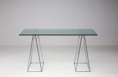 Olivier Mourgue Minimalist Textured Crystal Glass Desk