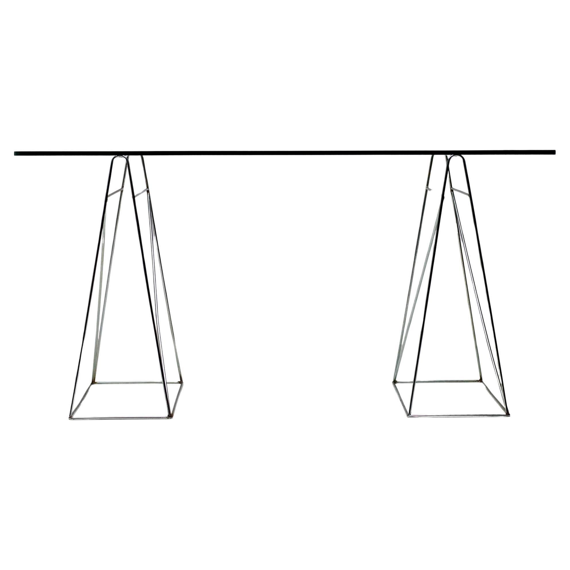 Minimalistischer Schreibtisch aus strukturiertem Kristallglas von Olivier Mourgue im Angebot