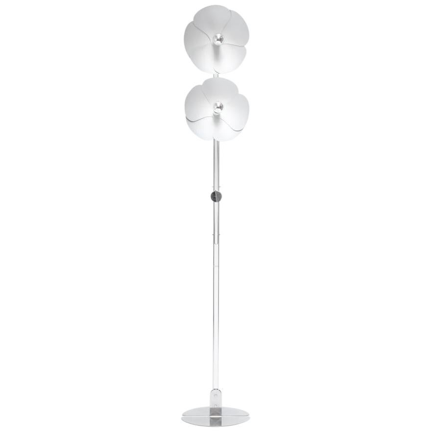 Olivier Mourgue Standing Lamp in Brushed Stainless Steel For Sale