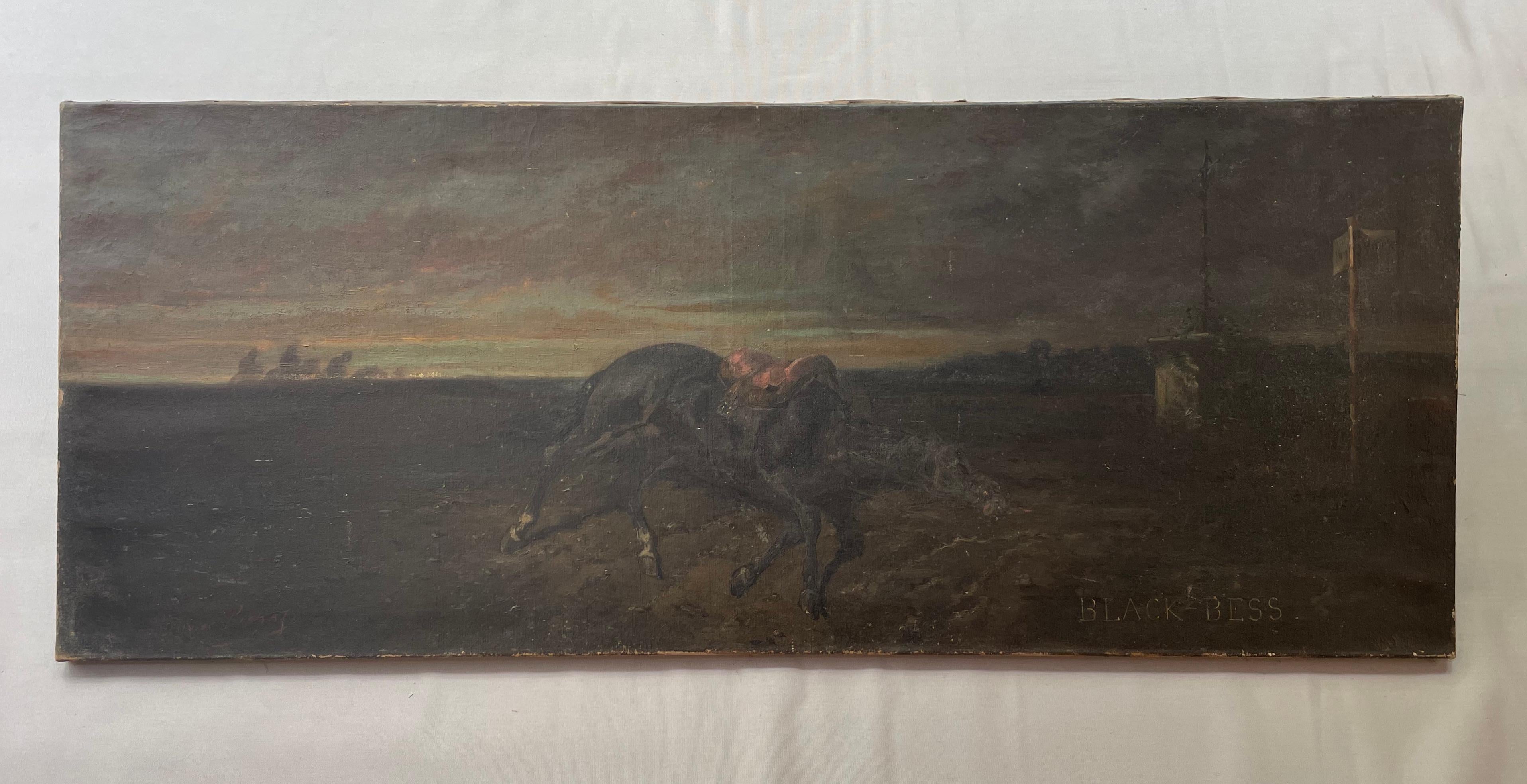 Black Bess, Yegua legendaria, Óleo sobre lienzo, Gran formato - Painting de Olivier Pichat
