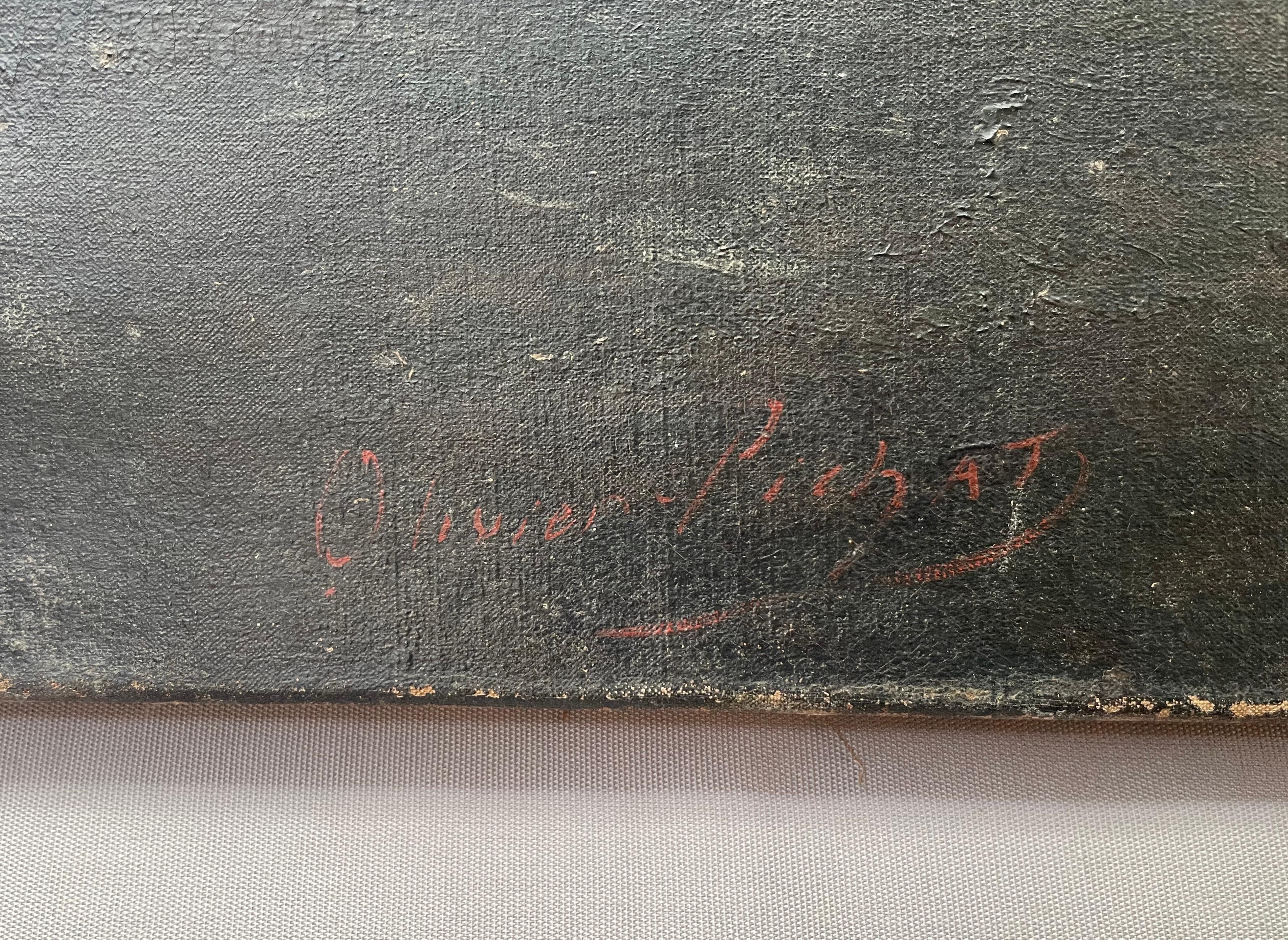 Black Bess, Yegua legendaria, Óleo sobre lienzo, Gran formato - Animal Painting Negro de Olivier Pichat