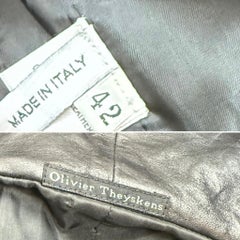 OLIVIER THEYSKENS 2001 Vintage Runway Short Black Leather Jacket w. Hood Zippers