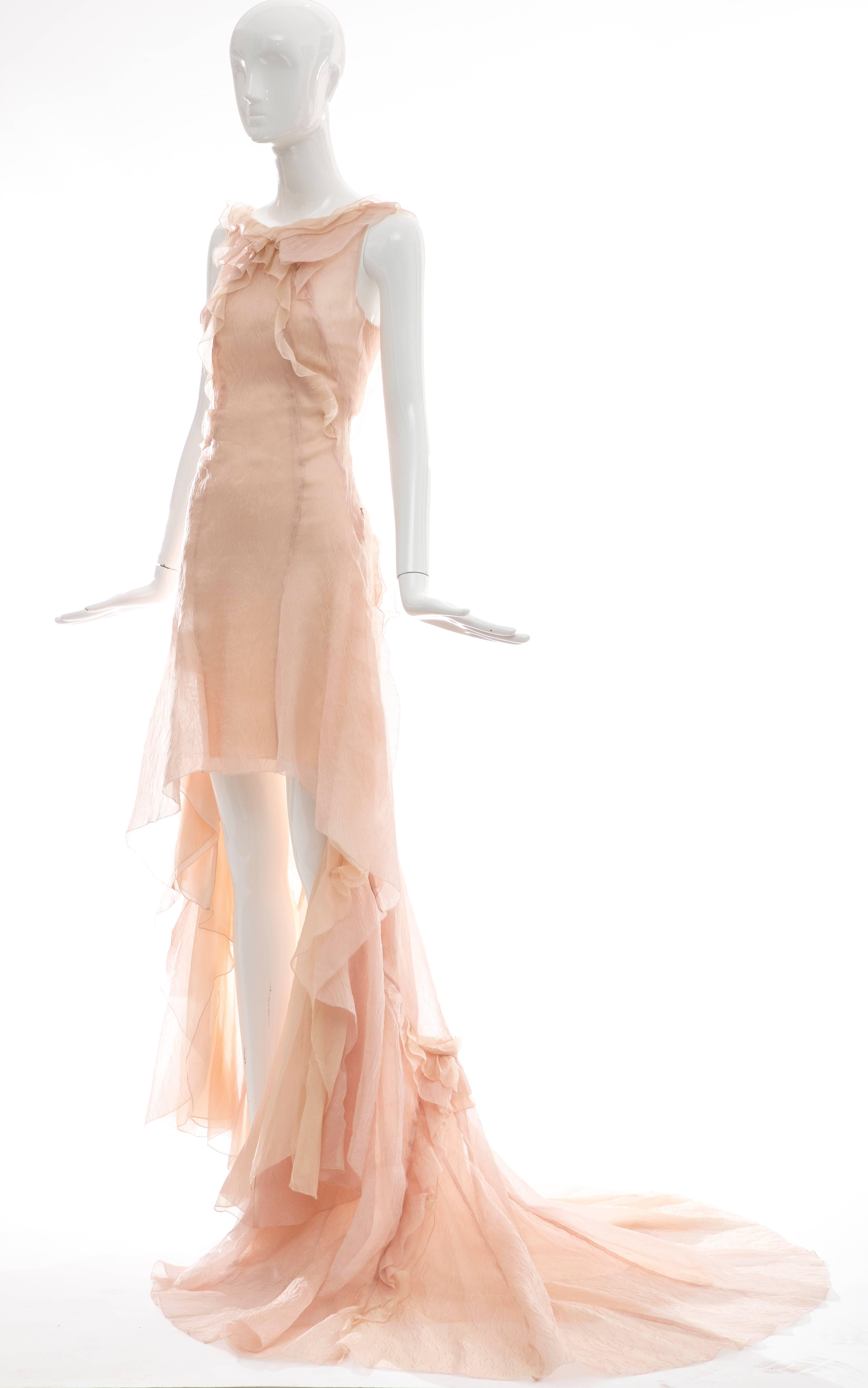 Olivier Theyskens for Nina Ricci Blush Silk Nylon Evening Dress, Spring 2009 2