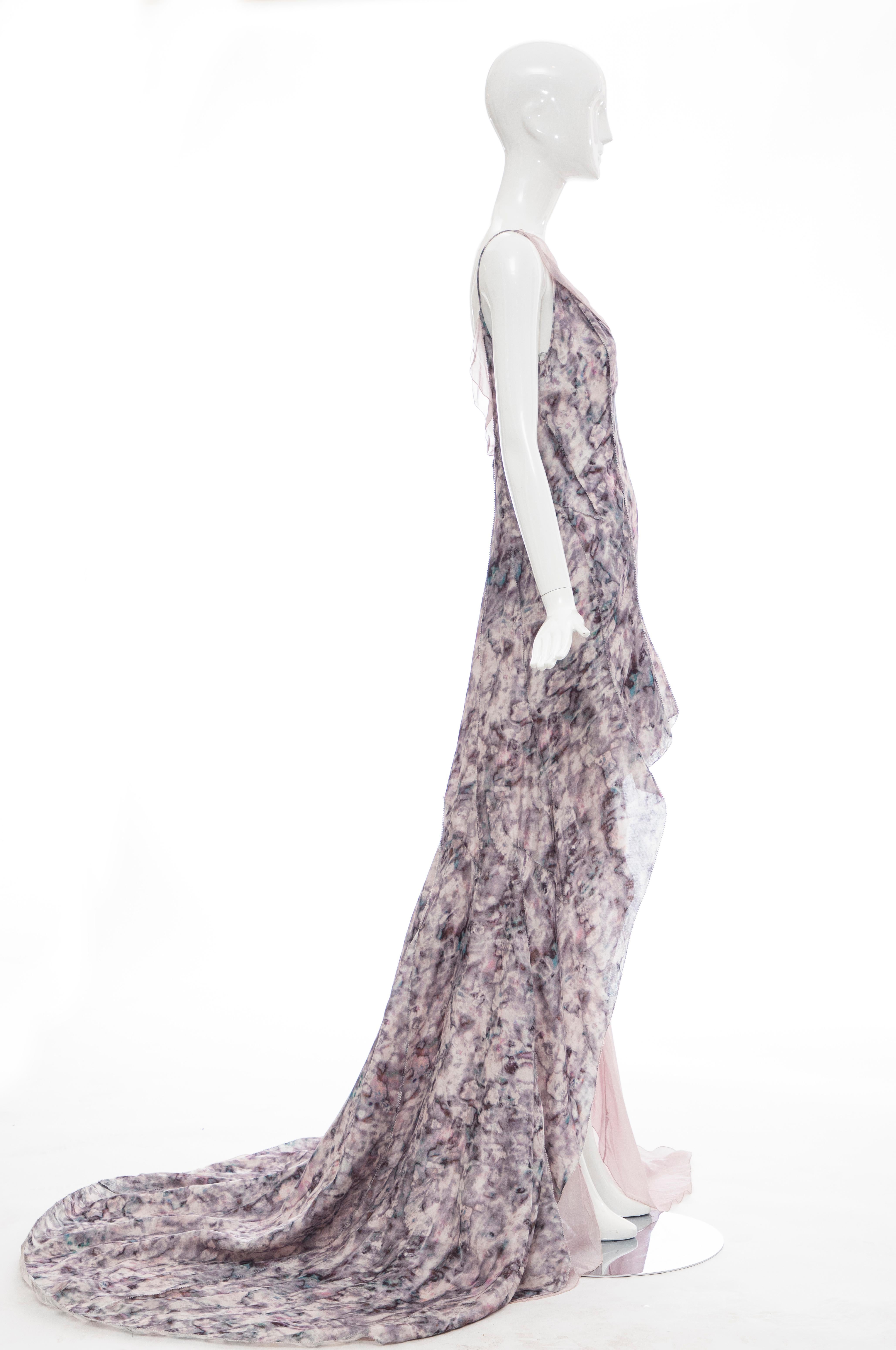 Gray  Olivier Theyskens for Nina Ricci Runway Silk Print Evening Dress, Spring 2009