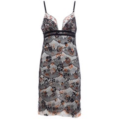 Olivier Theyskens Rochas Black Lace Overlay Floral Silk Slip Dress, Fall 2003