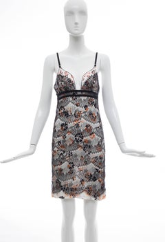 Olivier Theyskens Rochas Black Lace Overlay Floral Silk Slip Dress, Fall 2003