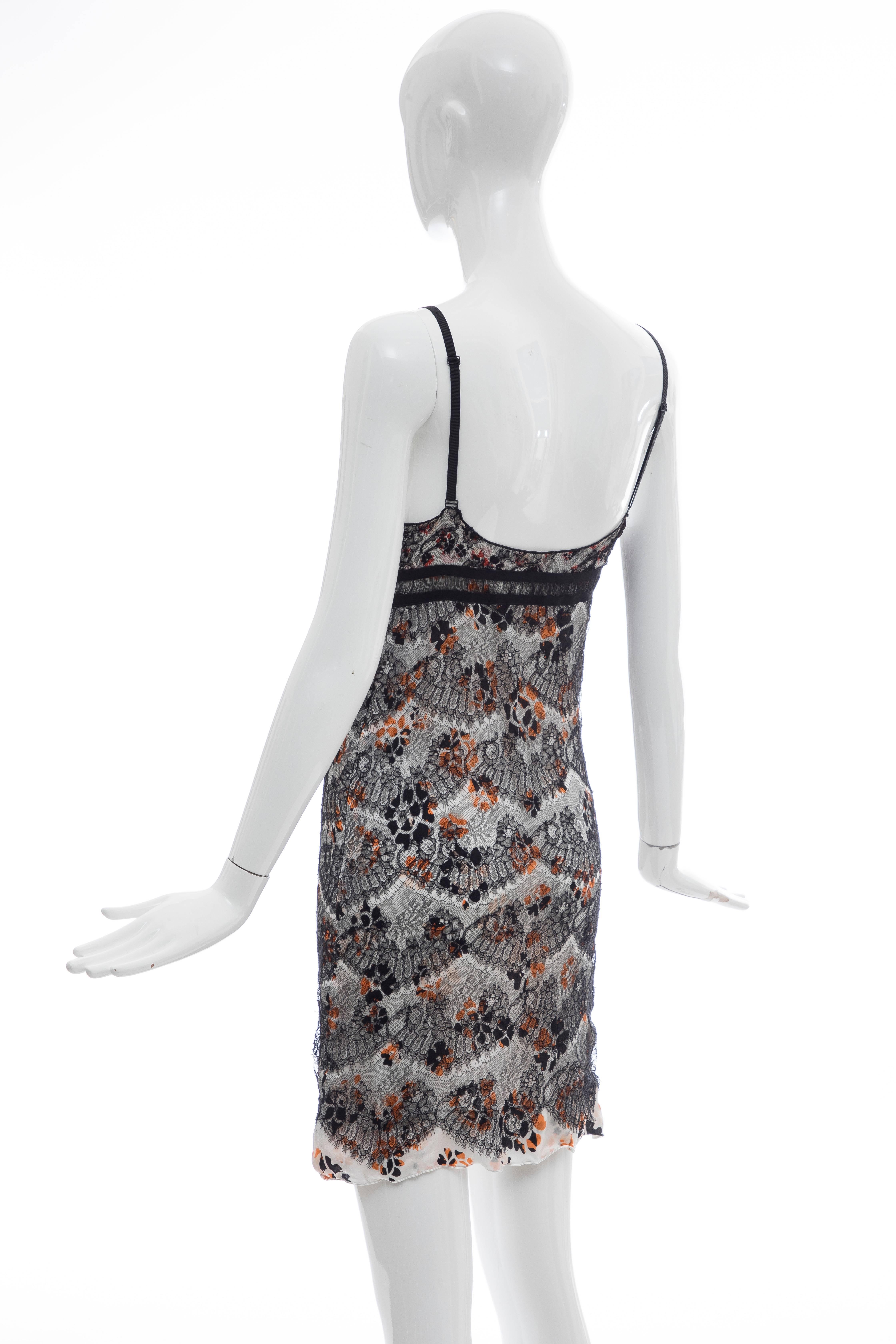 Olivier Theyskens Rochas Black Lace Overlay Floral Silk Slip Dress, Fall 2003  For Sale 2