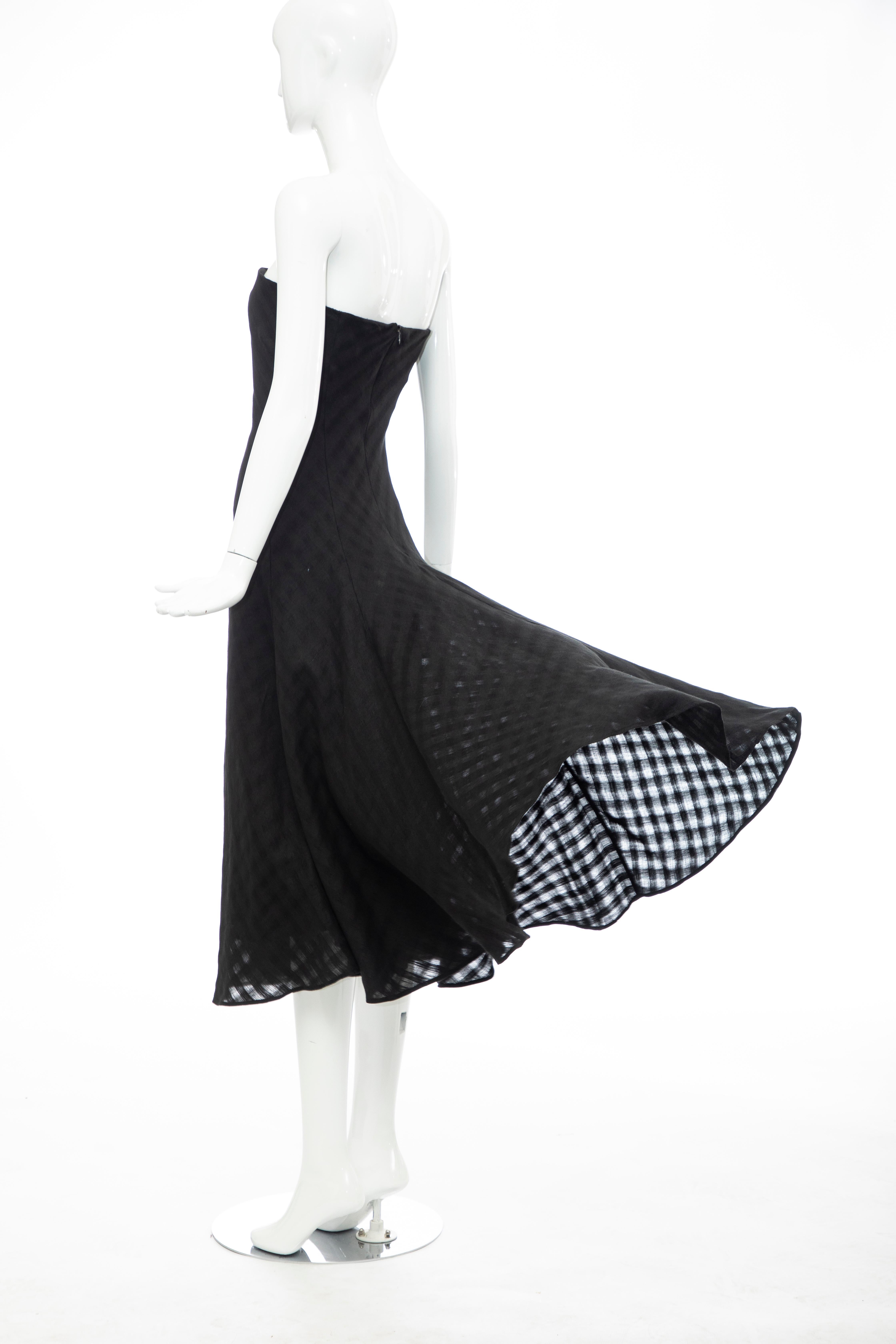 Olivier Theyskens Runway Black Linen Dress, Spring 2000 For Sale 5