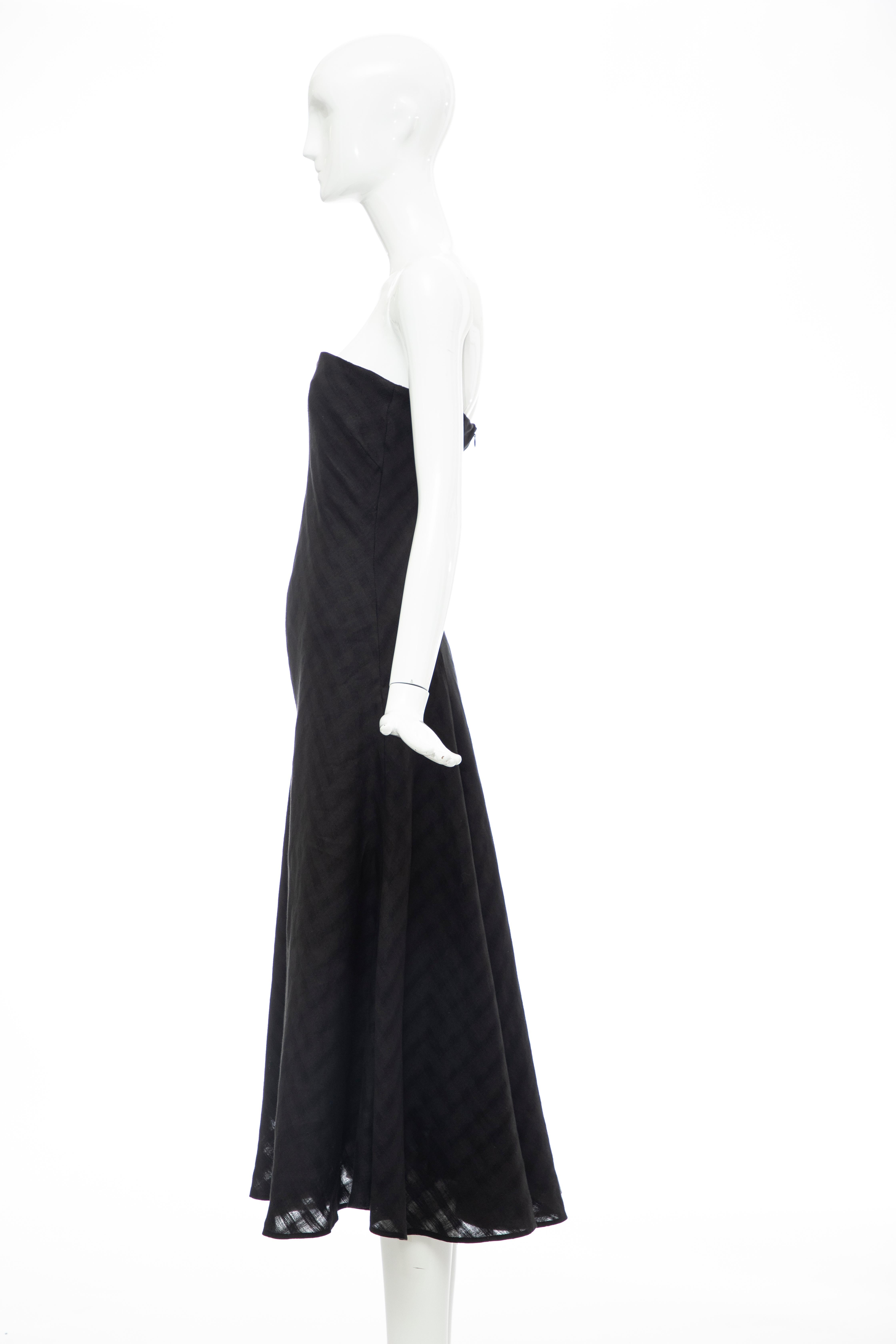 Olivier Theyskens Runway Black Linen Dress, Spring 2000 For Sale 6