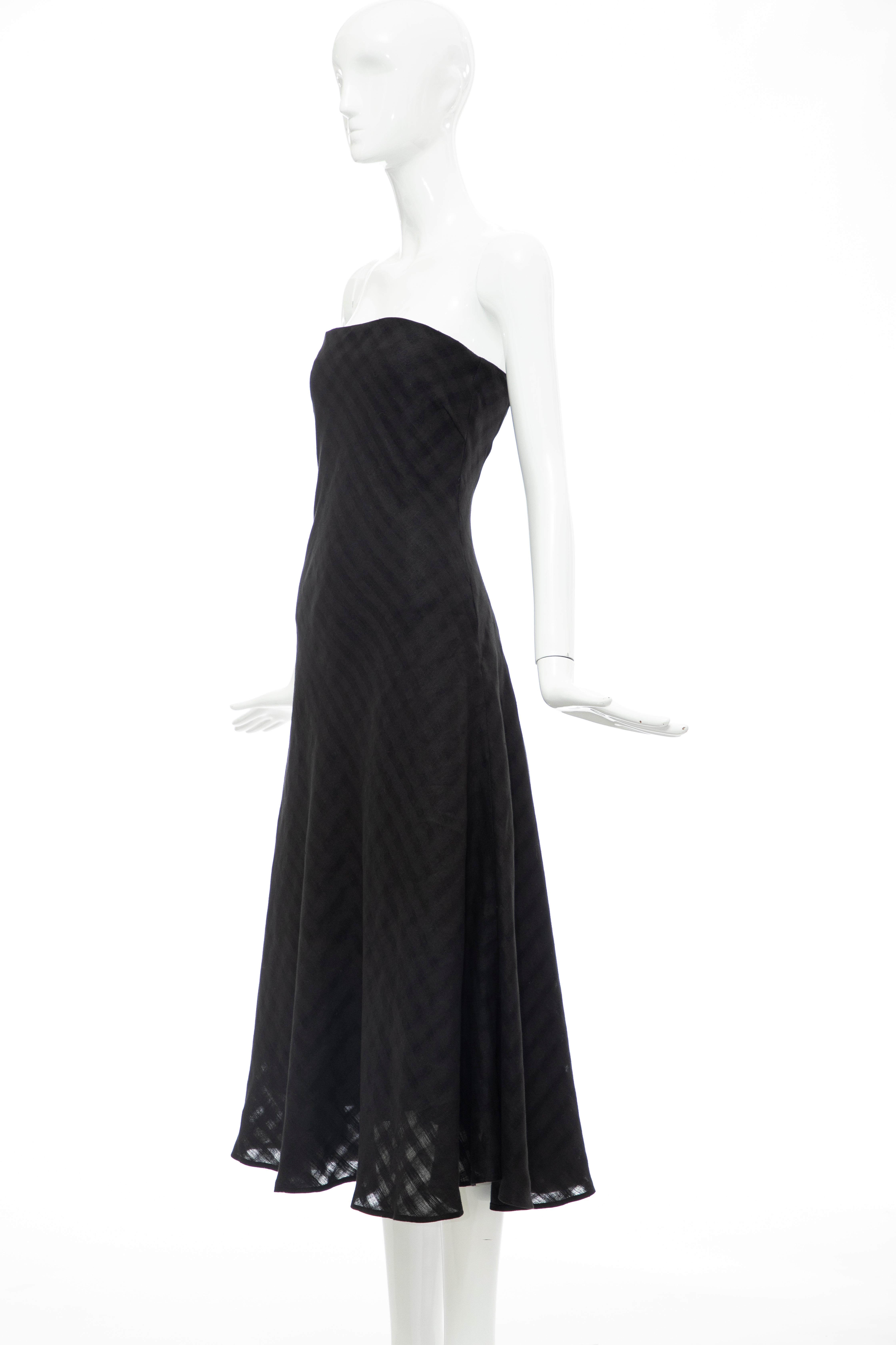 Olivier Theyskens Runway Black Linen Dress, Spring 2000 For Sale 7