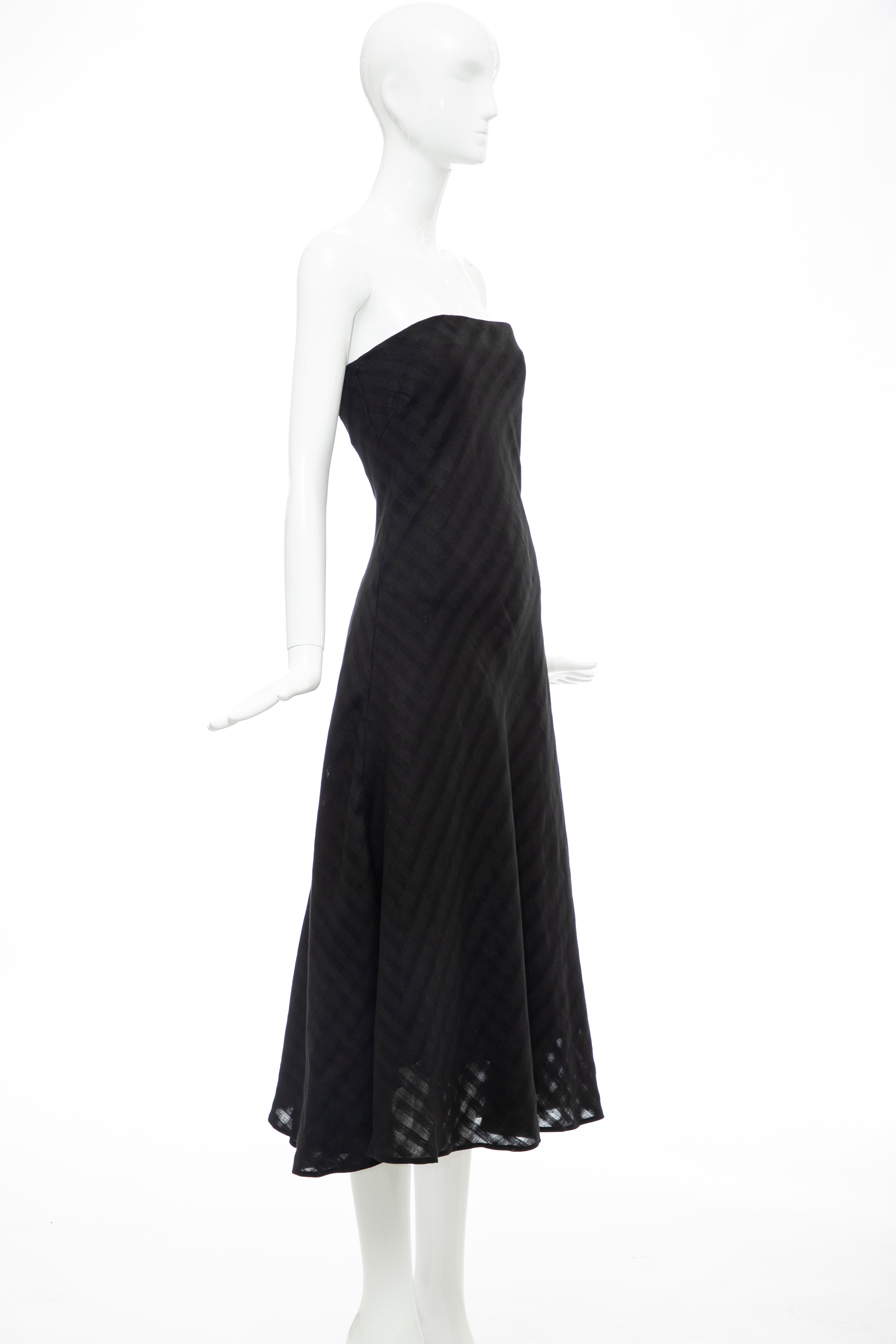 Women's Olivier Theyskens Runway Black Linen Dress, Spring 2000 For Sale