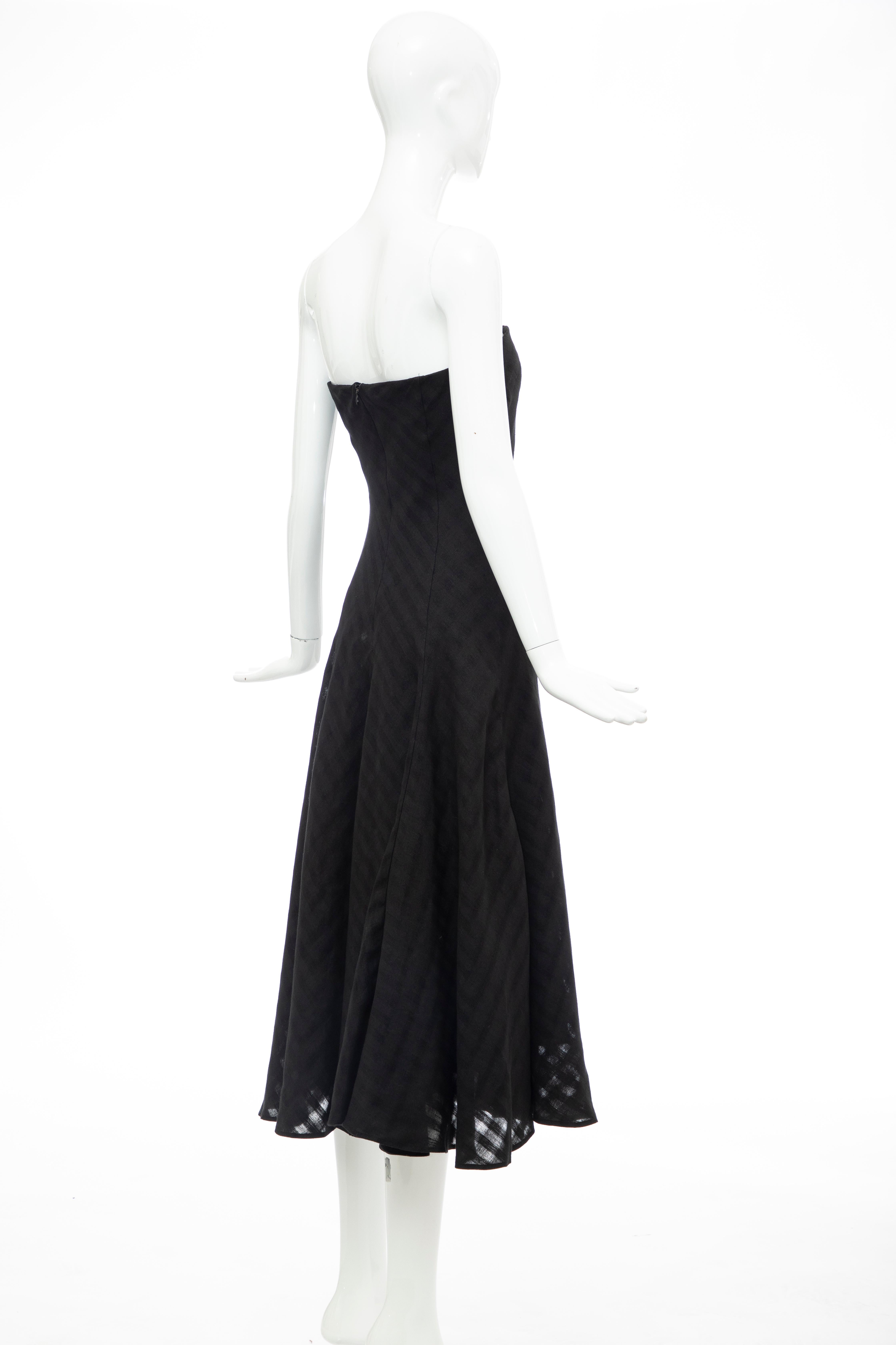 Olivier Theyskens Runway Black Linen Dress, Spring 2000 For Sale 2