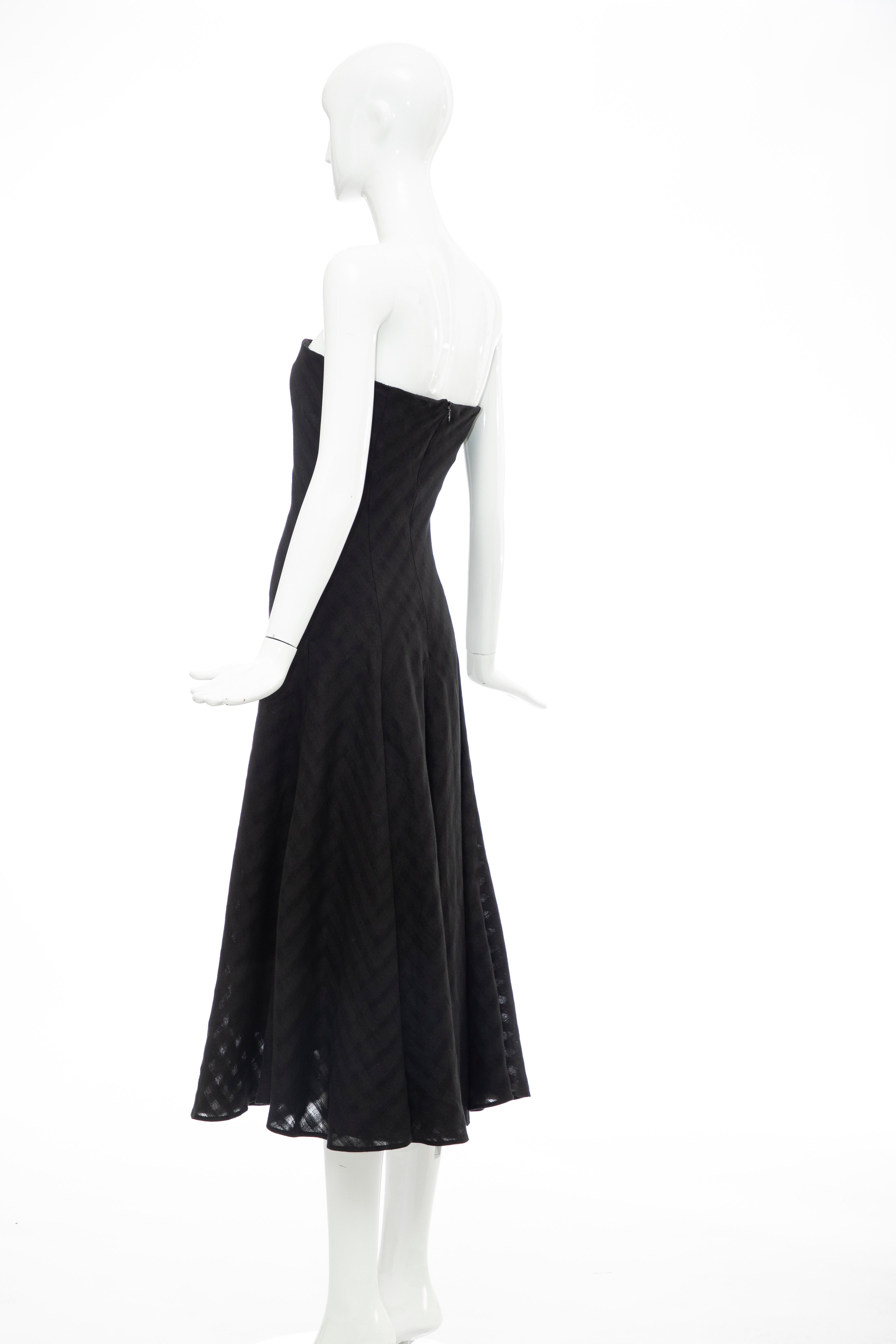 Olivier Theyskens Runway Black Linen Dress, Spring 2000 For Sale 4