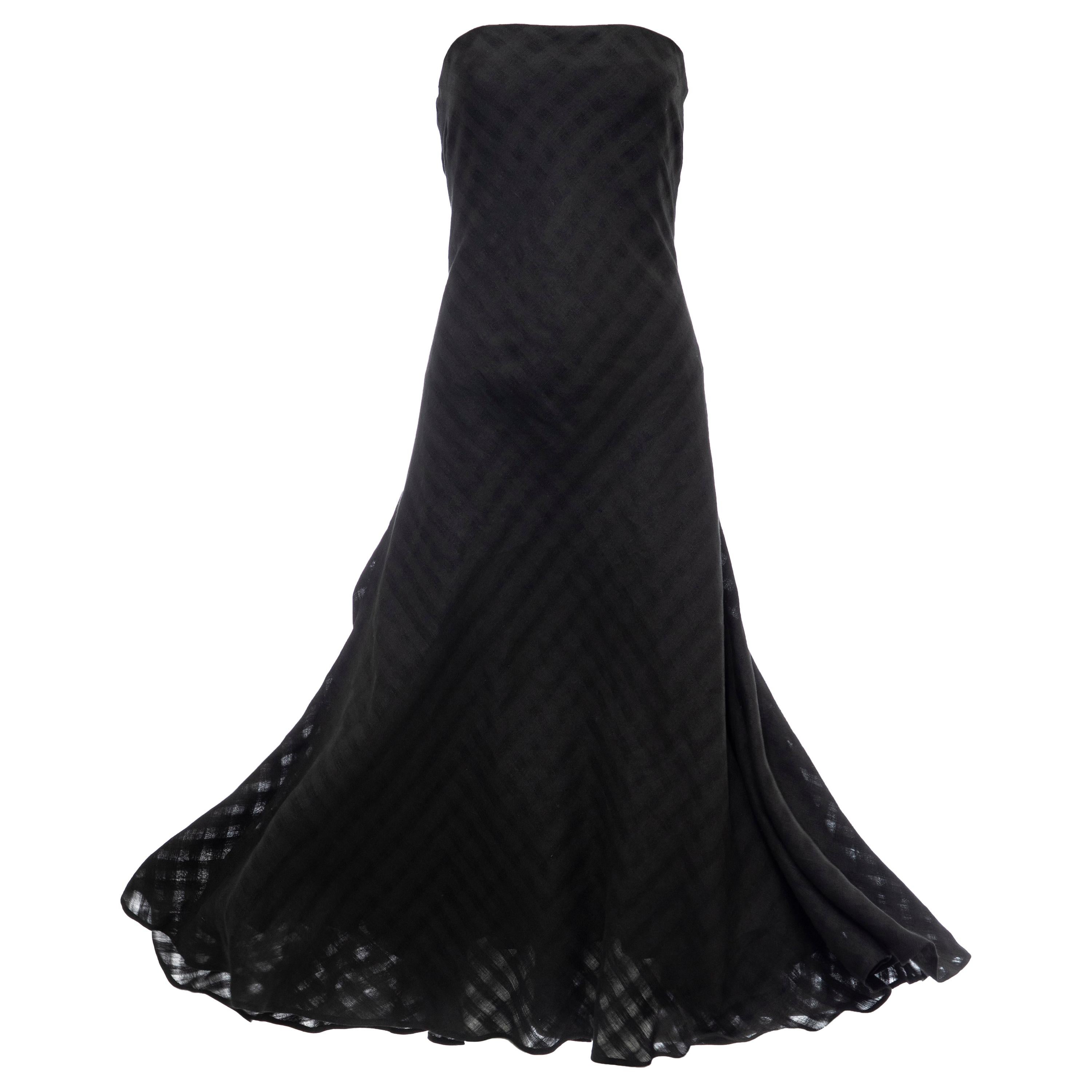 Olivier Theyskens Runway Black Linen Dress, Spring 2000 For Sale