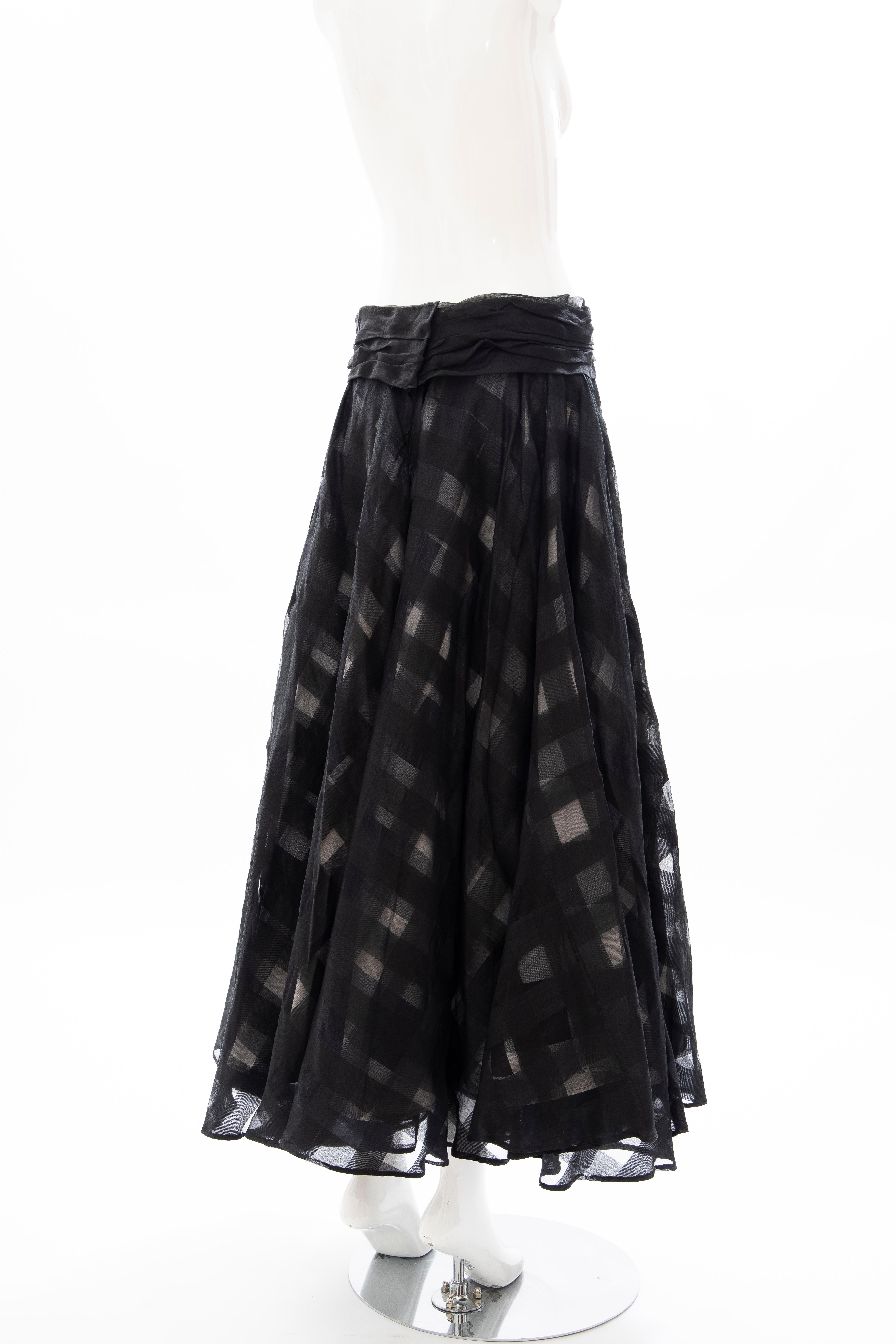 Olivier Theyskens Runway Black Silk Checkerboard Pattern Skirt, Spring 2000 For Sale 5