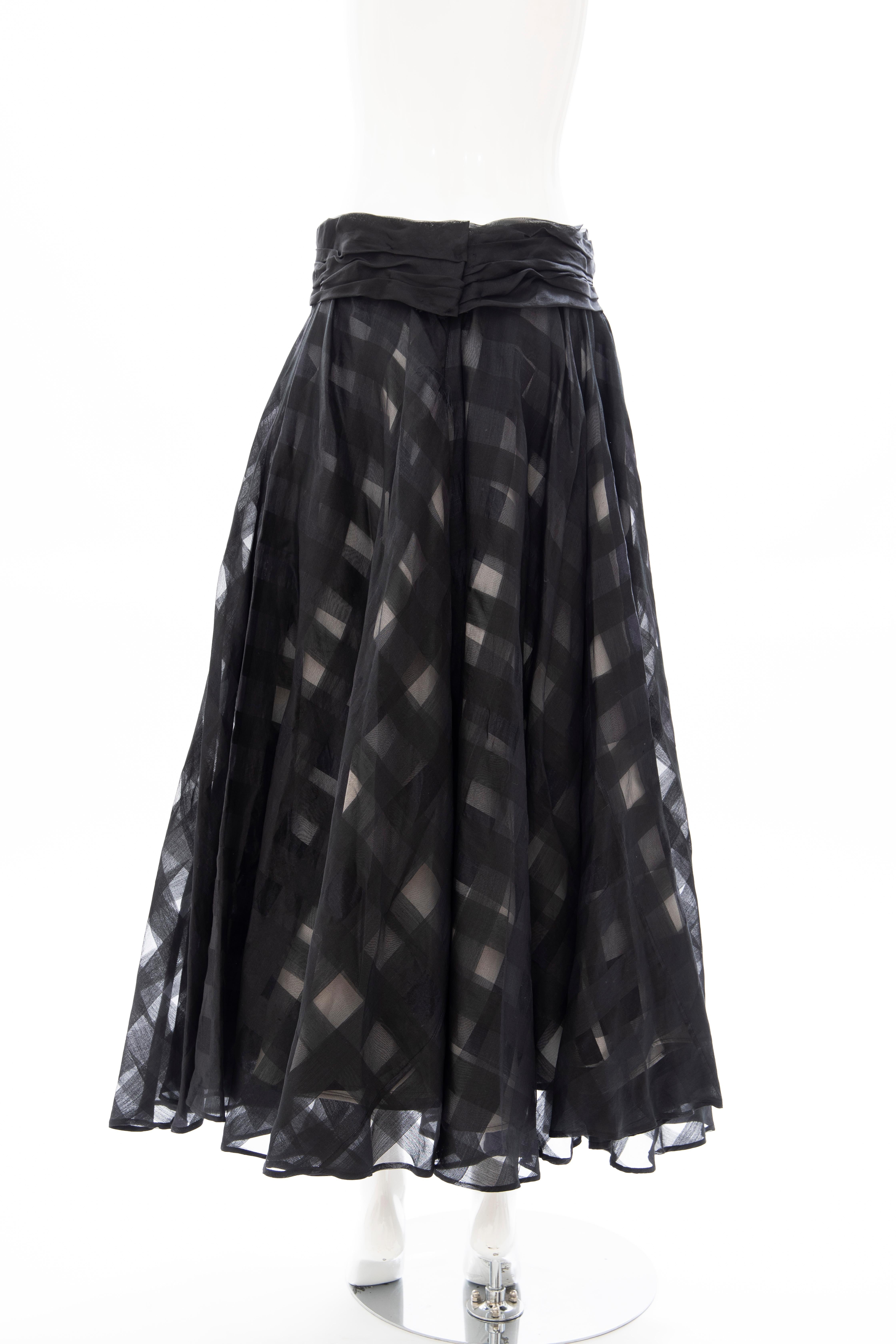 Olivier Theyskens Runway Black Silk Checkerboard Pattern Skirt, Spring 2000 For Sale 6
