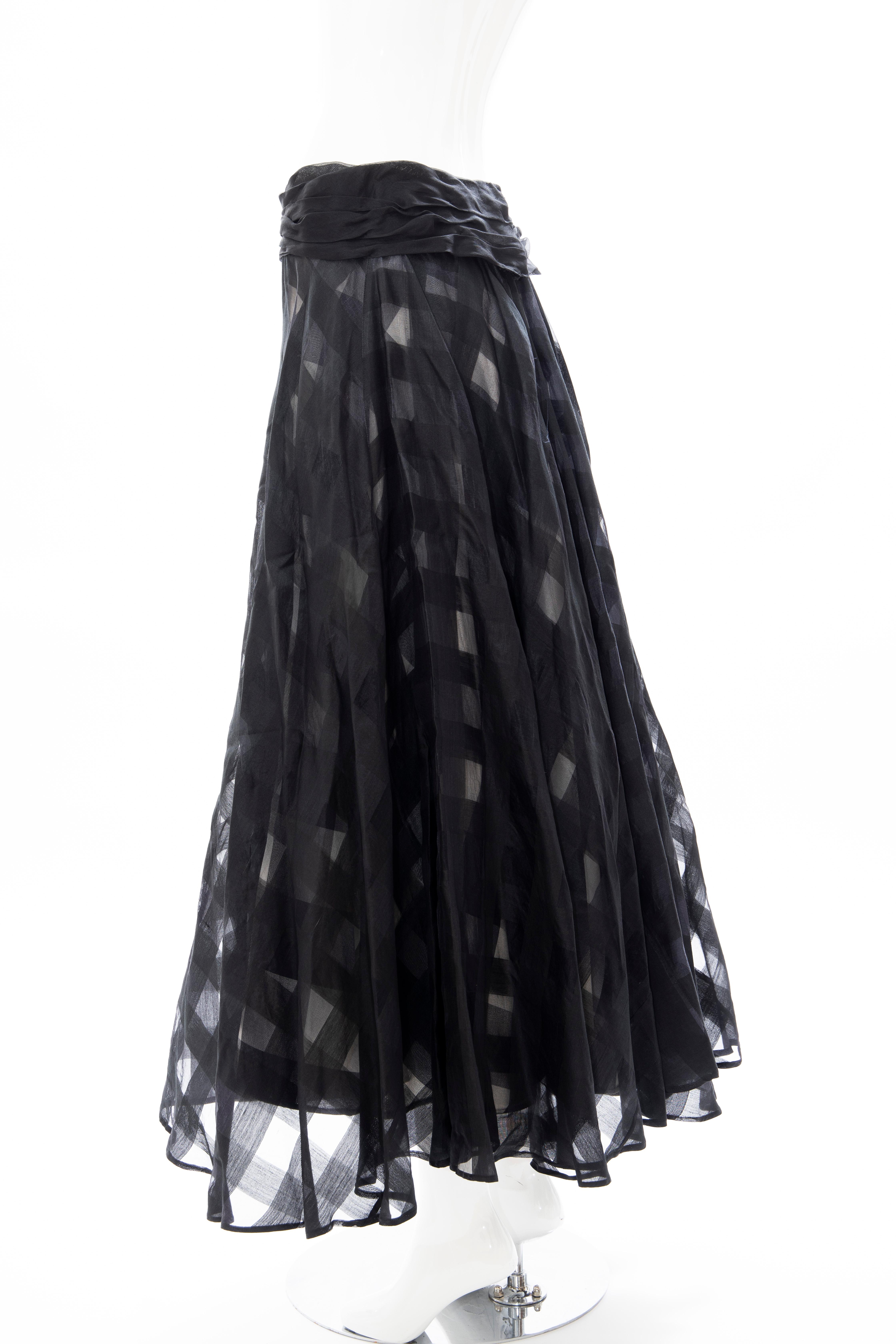 Olivier Theyskens Runway Black Silk Checkerboard Pattern Skirt, Spring 2000 For Sale 7