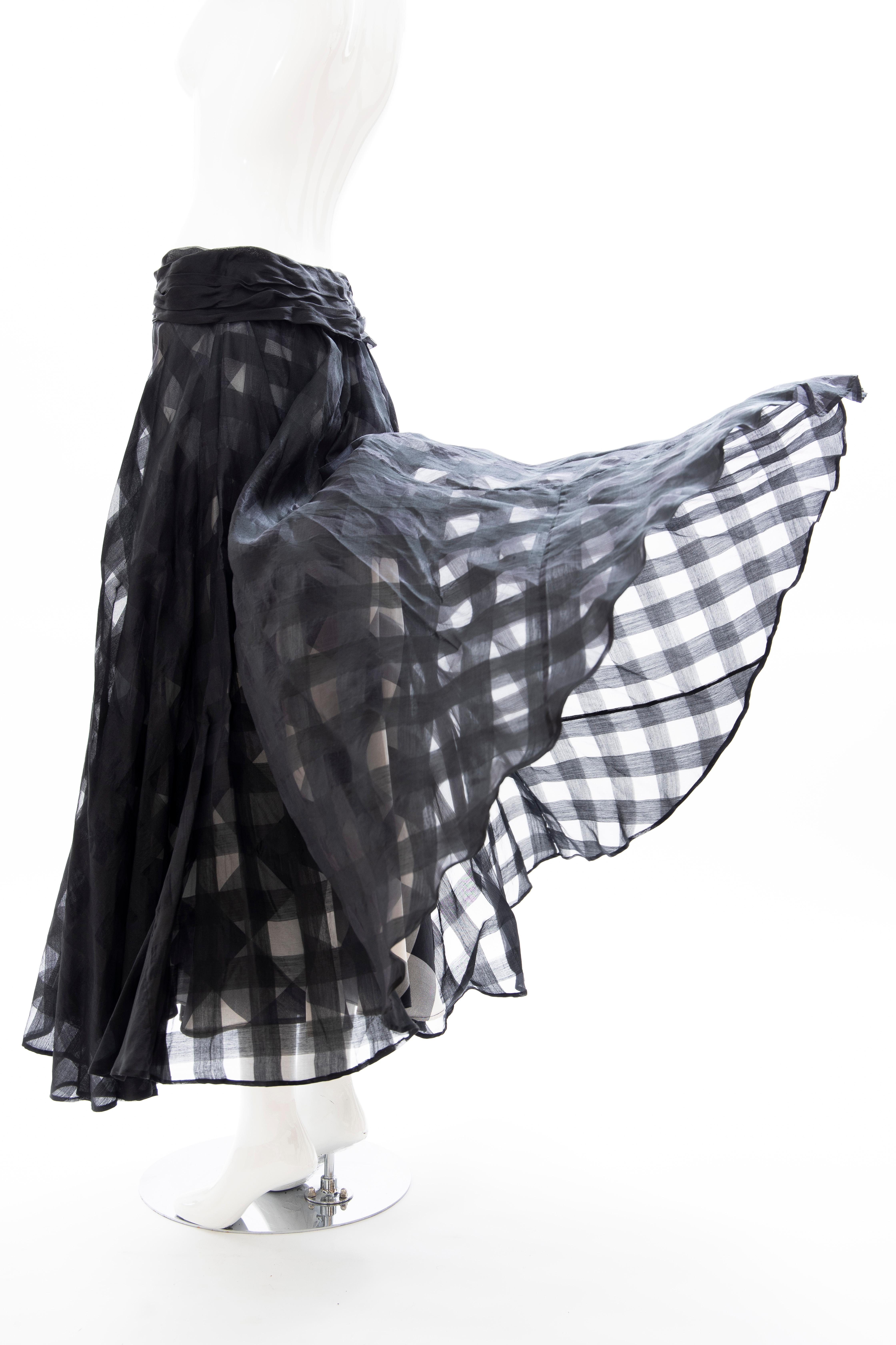Olivier Theyskens Runway Black Silk Checkerboard Pattern Skirt, Spring 2000 For Sale 8