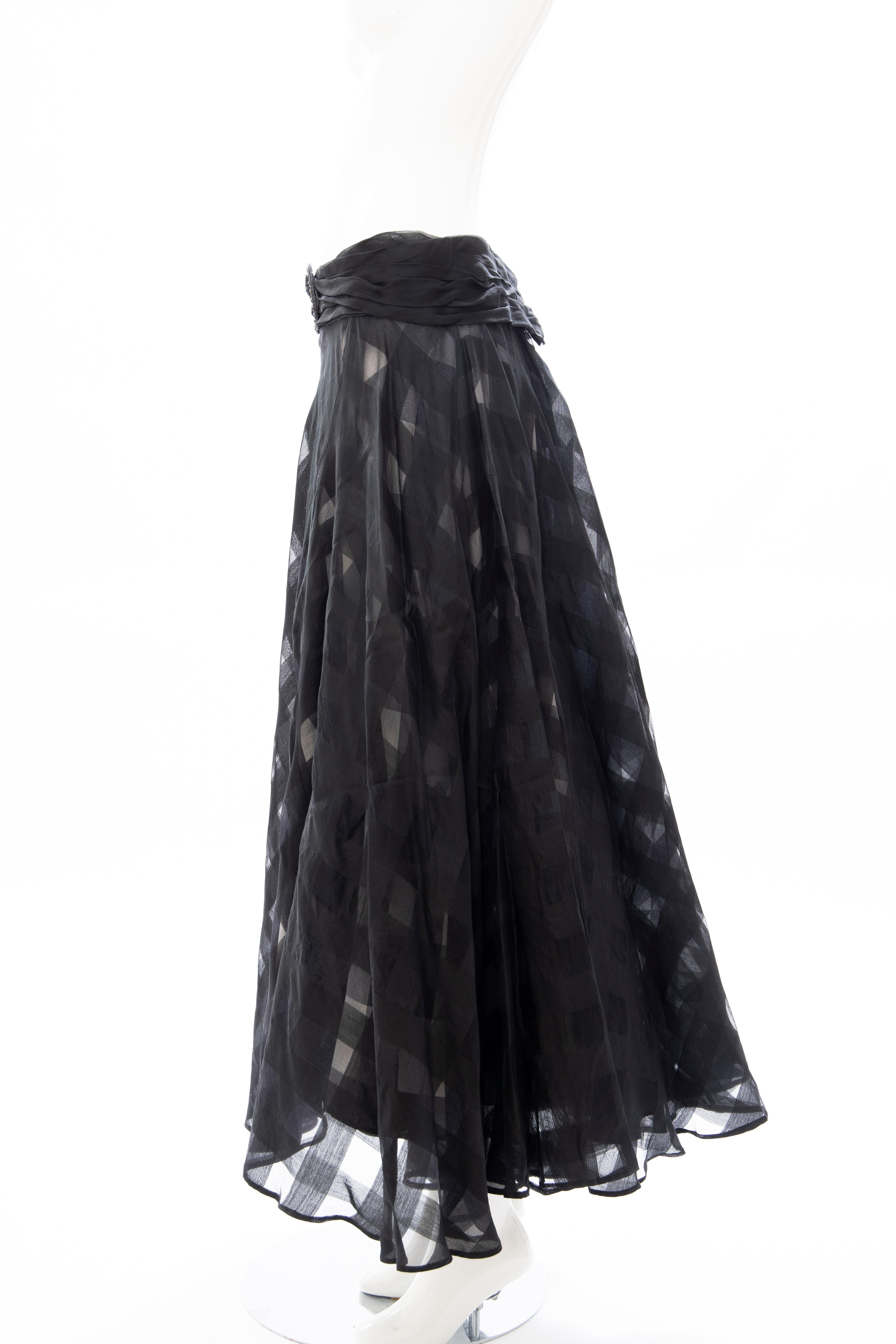 Olivier Theyskens Runway Black Silk Checkerboard Pattern Skirt, Spring 2000 For Sale 9