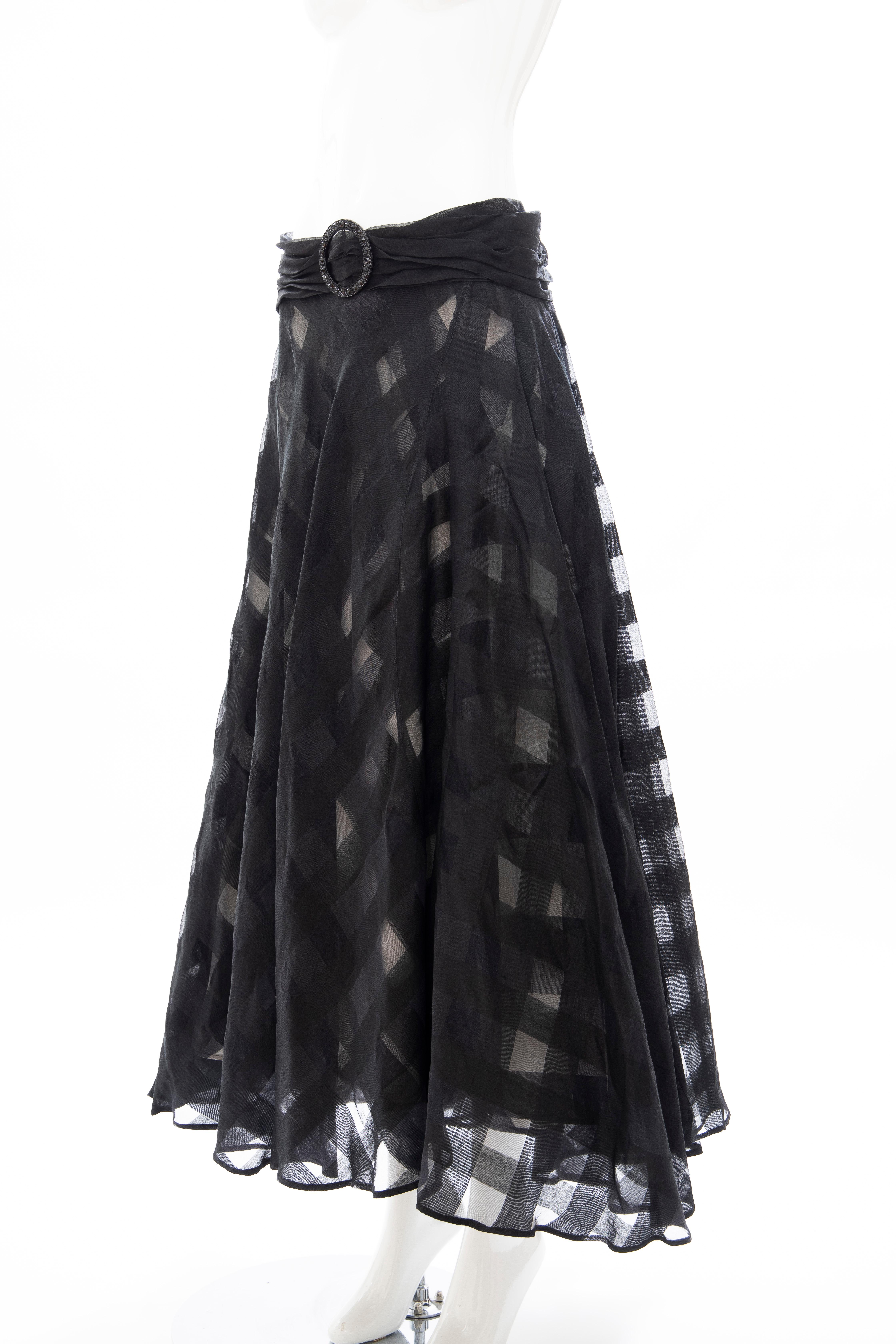 Olivier Theyskens Runway Black Silk Checkerboard Pattern Skirt, Spring 2000 For Sale 10