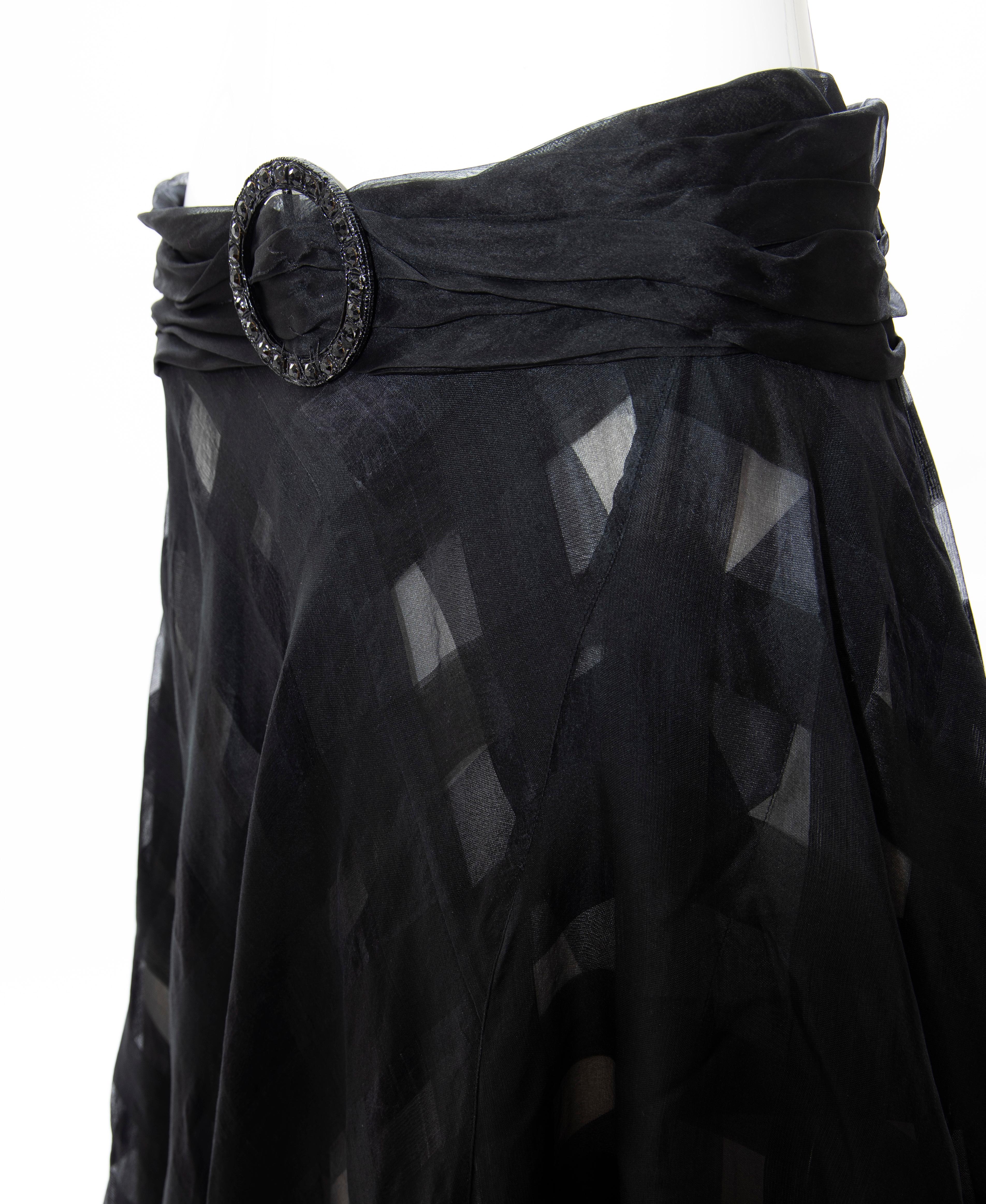 Olivier Theyskens Runway Black Silk Checkerboard Pattern Skirt, Spring 2000 For Sale 11