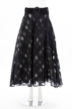 Olivier Theyskens Runway Black Silk Checkerboard Pattern Skirt, Spring 2000