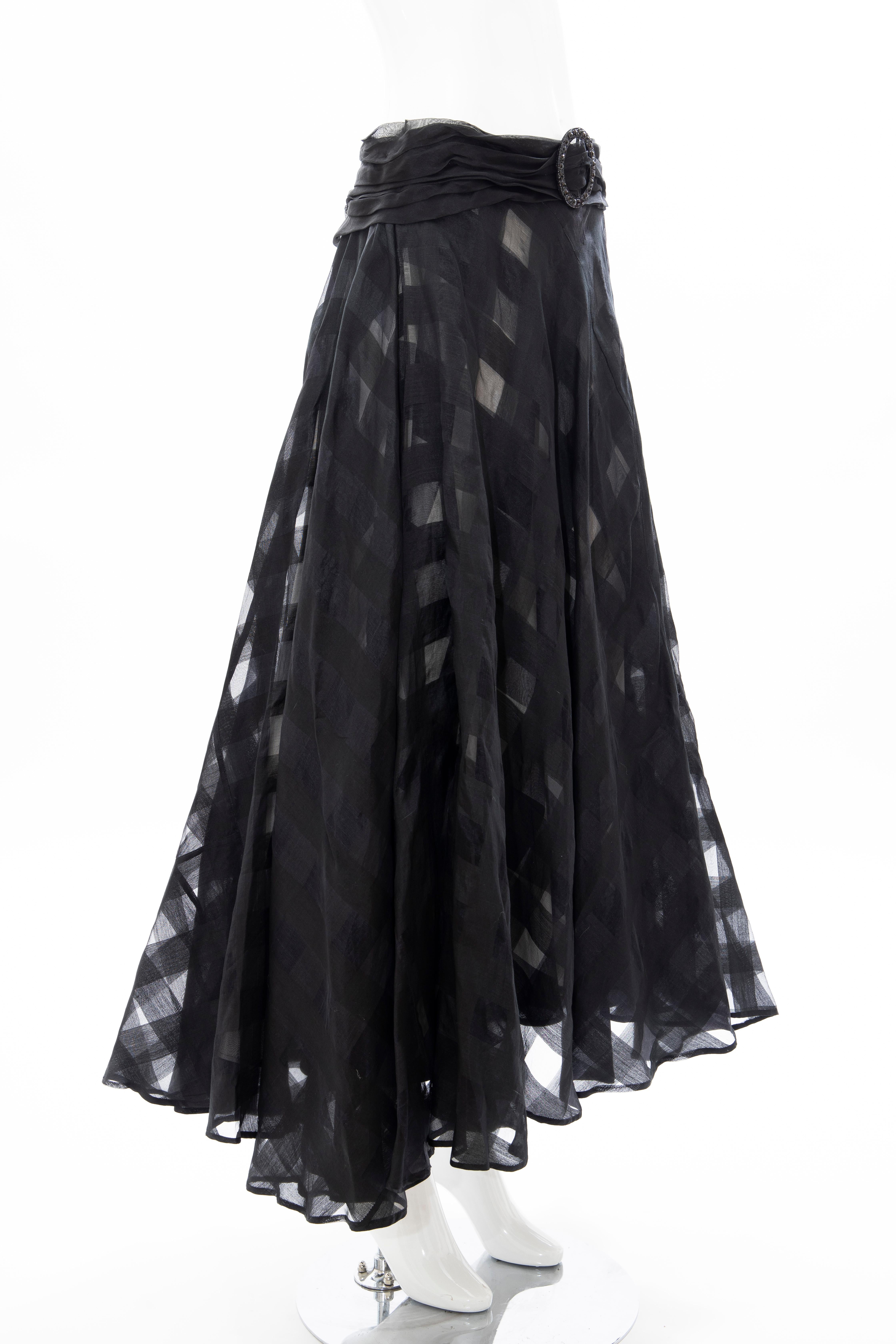 Olivier Theyskens Runway Black Silk Checkerboard Pattern Skirt, Spring 2000 For Sale 2