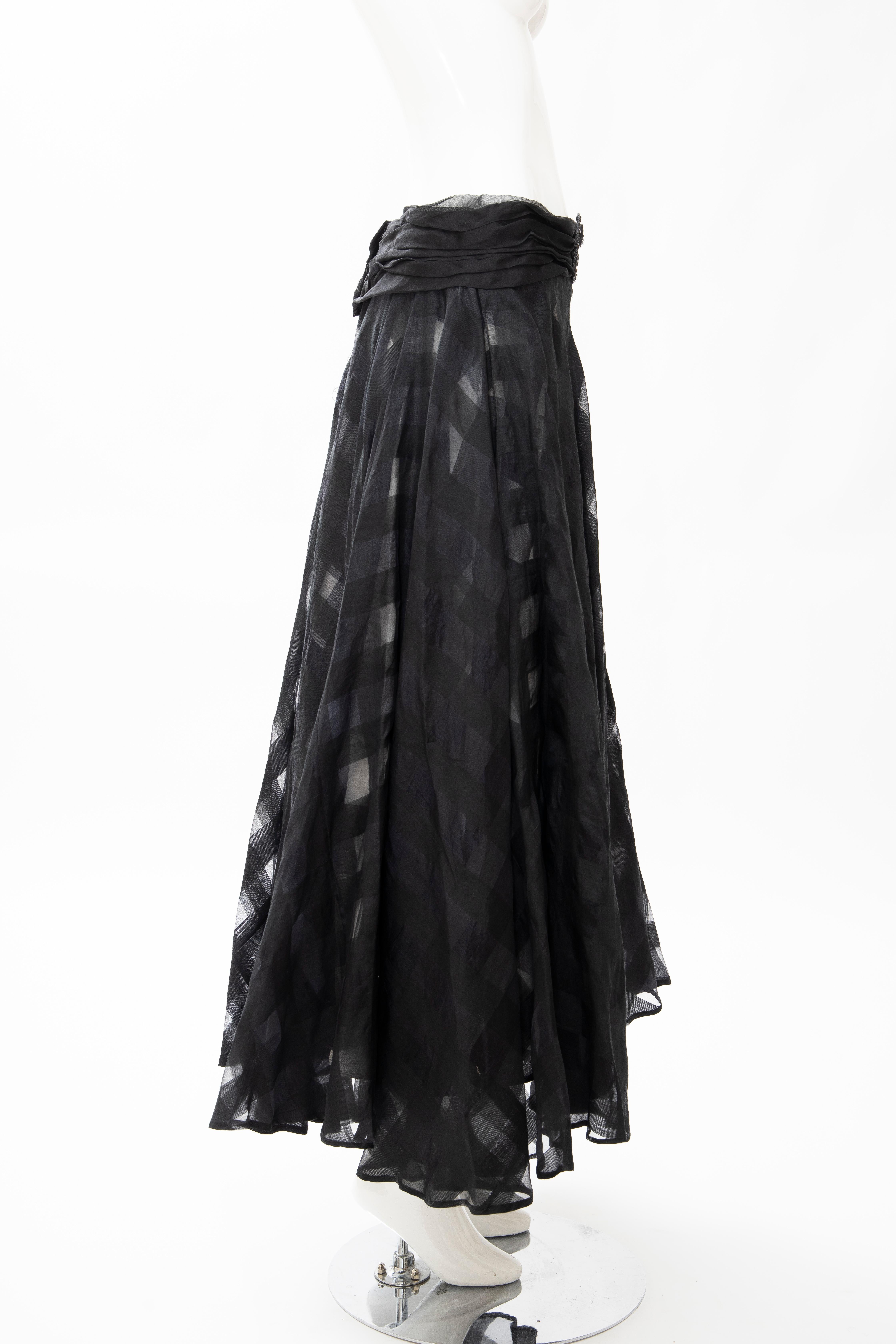 Olivier Theyskens Runway Black Silk Checkerboard Pattern Skirt, Spring 2000 For Sale 3