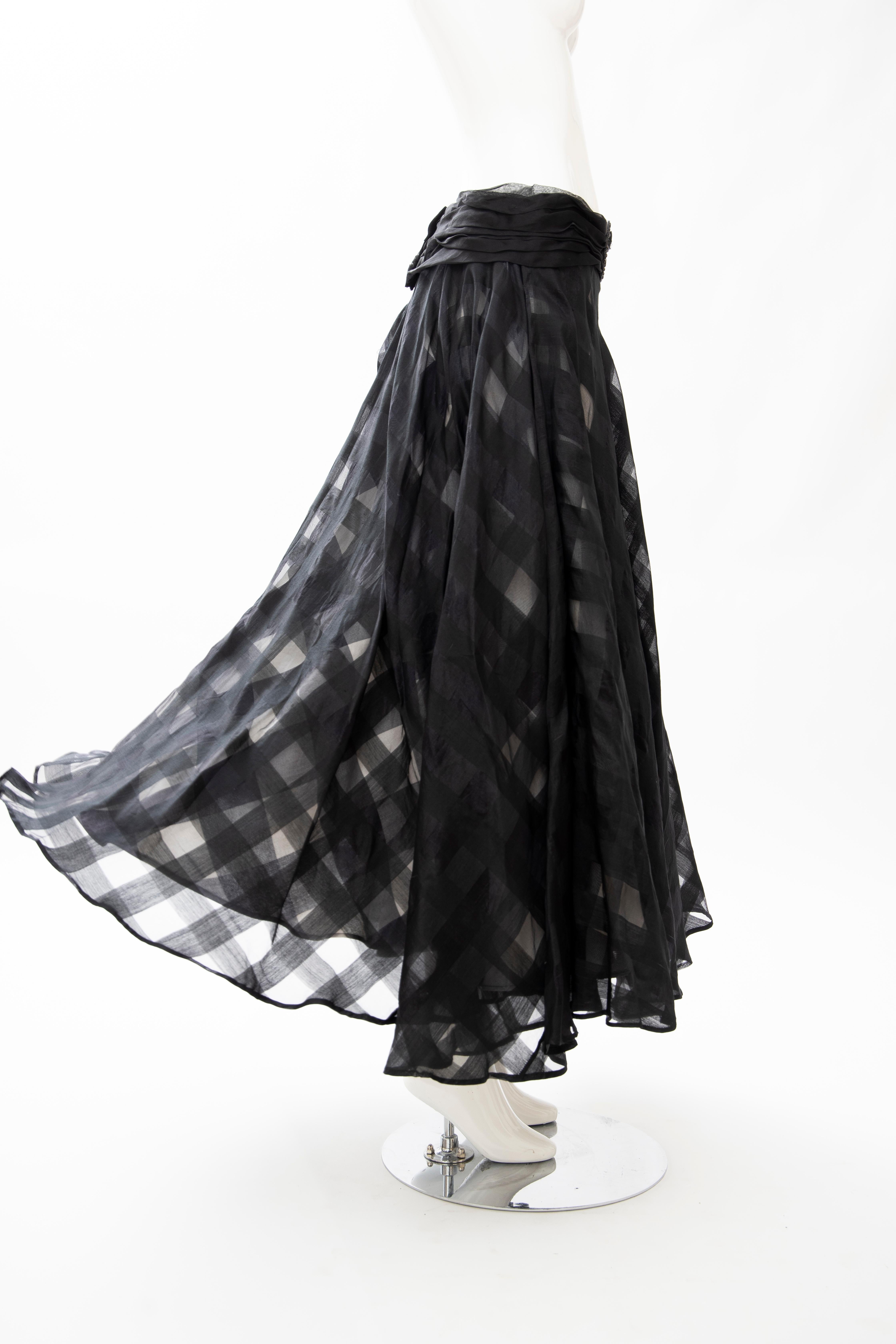 Olivier Theyskens Runway Black Silk Checkerboard Pattern Skirt, Spring 2000 For Sale 4