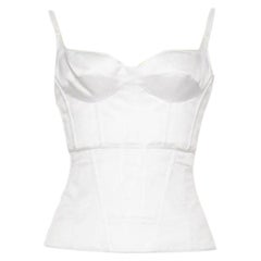 Olivier Theyskens white silk-satin tanepa bustier top US 4