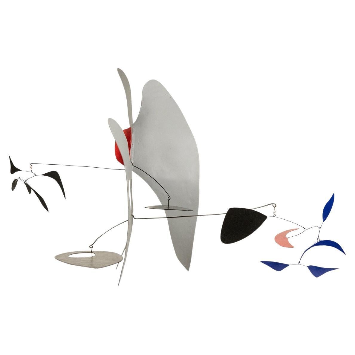 Olivier Vonet Sculpture in black, blue, and red lacquered metal. Contemporary For Sale