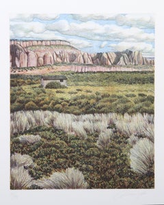 Refuge, signierte Landschafts-Radierung von Oliviero Masi