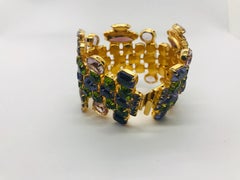 Olivine, Tanzanite, Amethyst Austrian Crystal Flex Cuff Bracelet