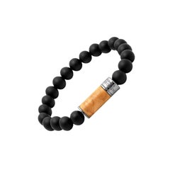 Olivo Bracelet in Olive Wood with Black Agate, Size M