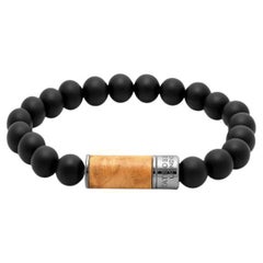 Bracelet Olivo en bois d'olivier et agate noire, taille S