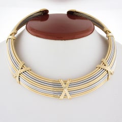 Olivo Micheletto 18K Solid Gold Wire Polish X & Rounded Endcaps Collier Necklace