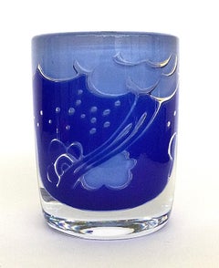 Olle Alberius for Orrefors Cloud Ariel Vase in Vibrant Blue Colors