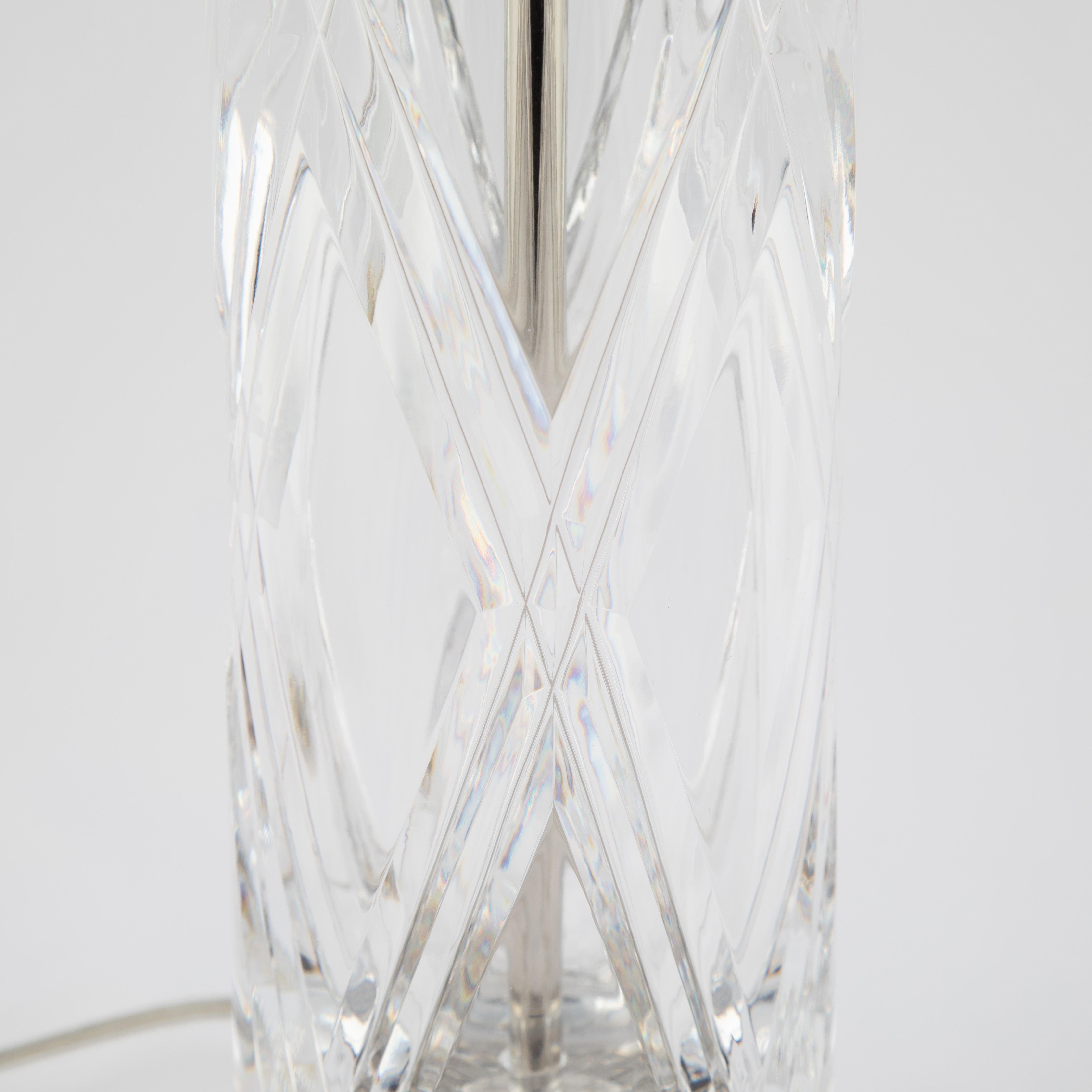 Olle Alberius for Orrefors Handcut Crystal Table Lamps, circa 1970s For Sale 8
