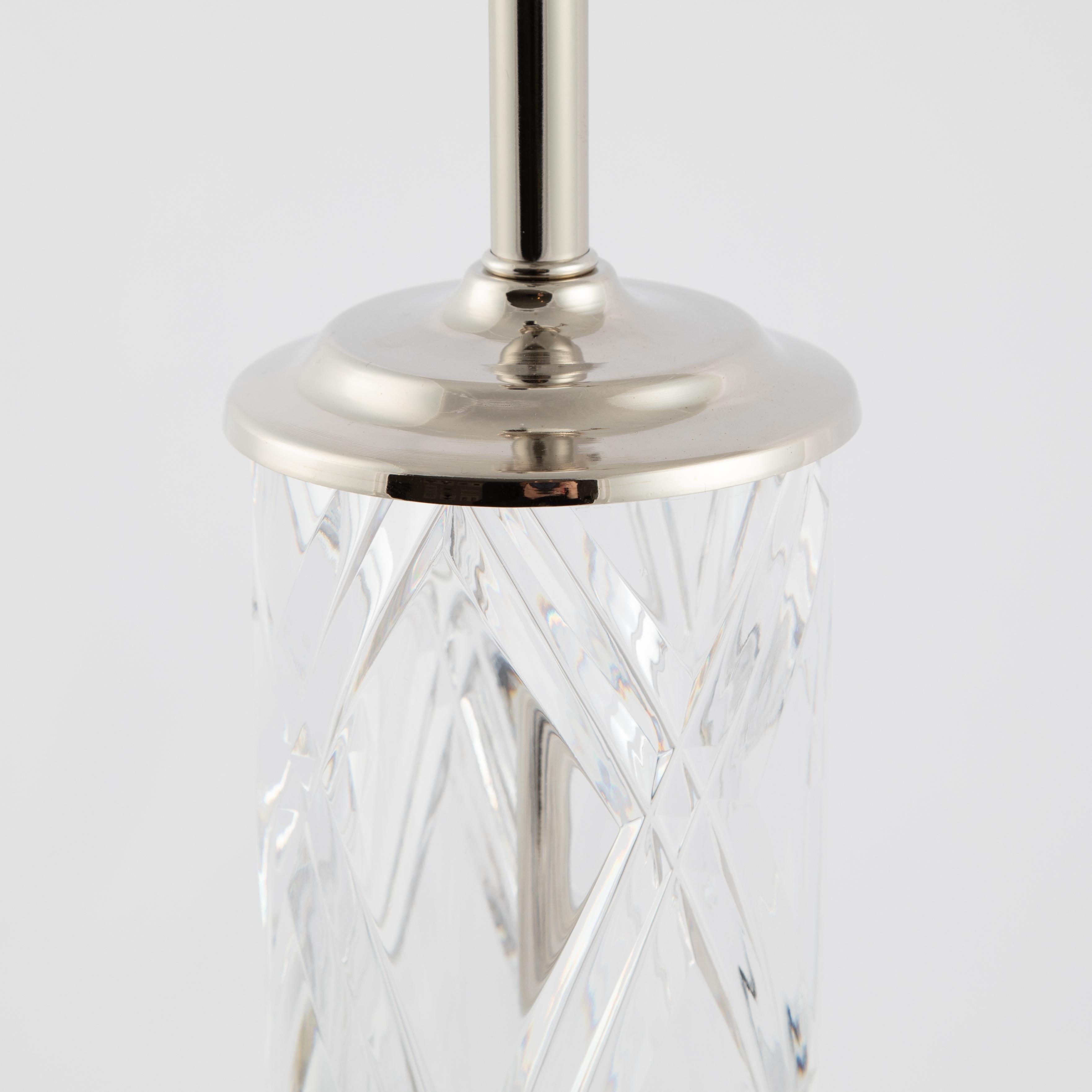 Swedish Olle Alberius for Orrefors Handcut Crystal Table Lamps, circa 1970s For Sale